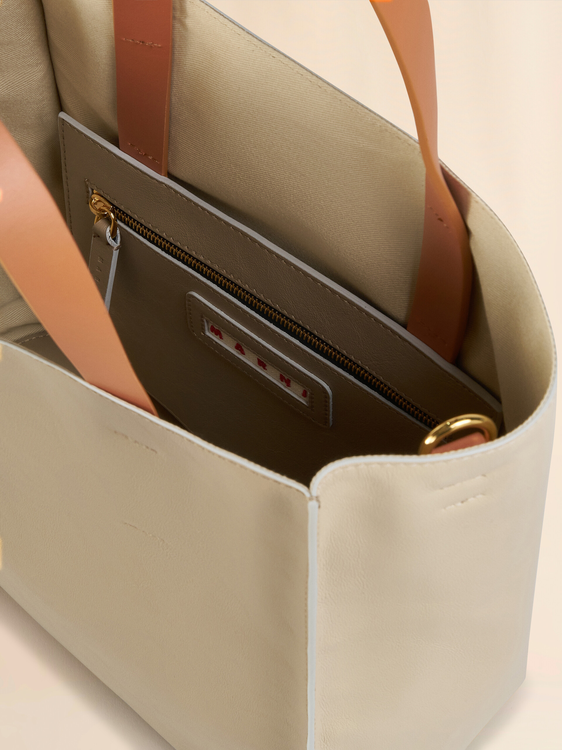 Brown pale blueblack tumbled leather MUSEO SOFT bag - Shopping Bags - Image 3
