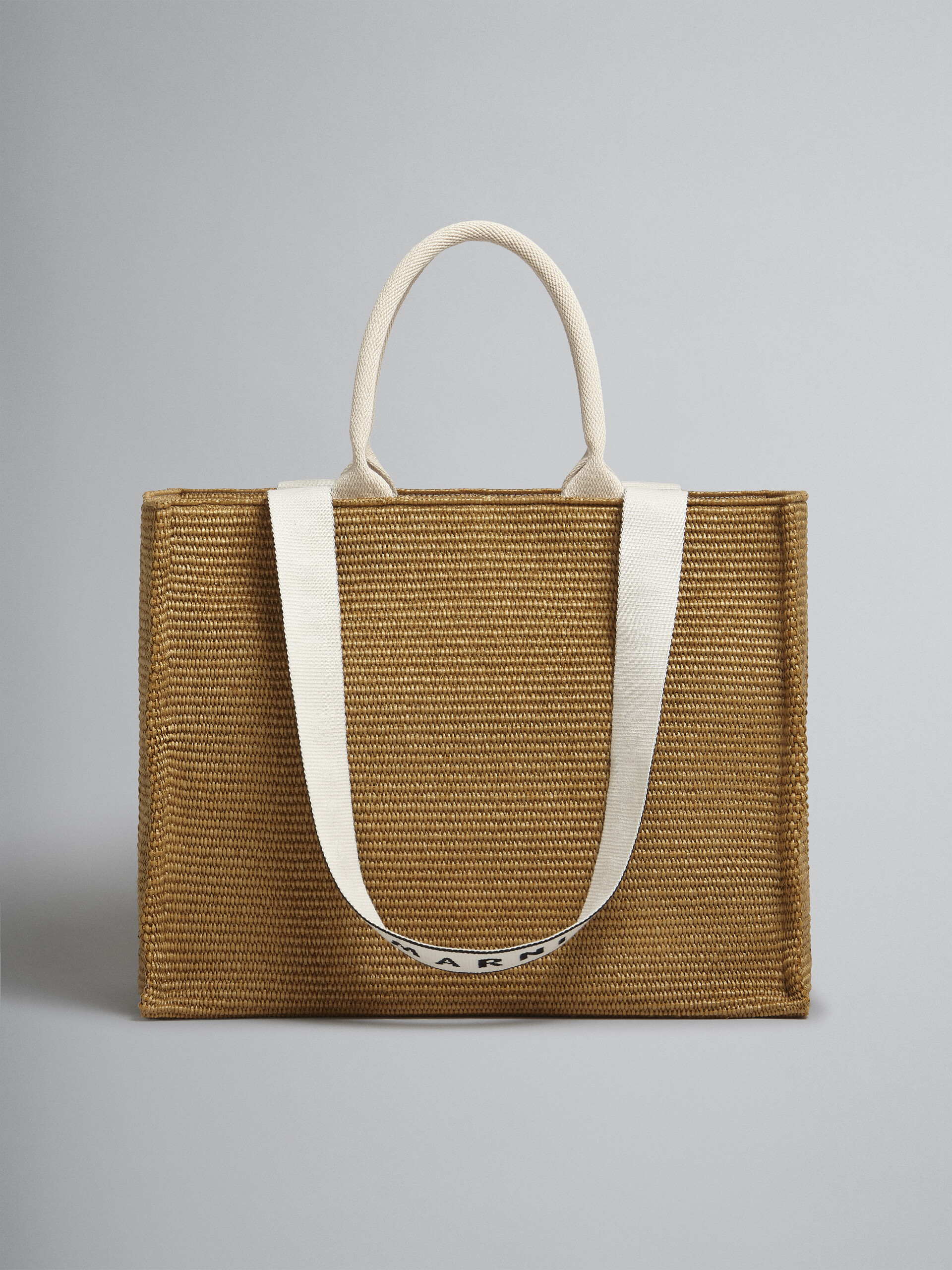 Bey tote Bag in brown raffia - Shopping Bags - Image 1