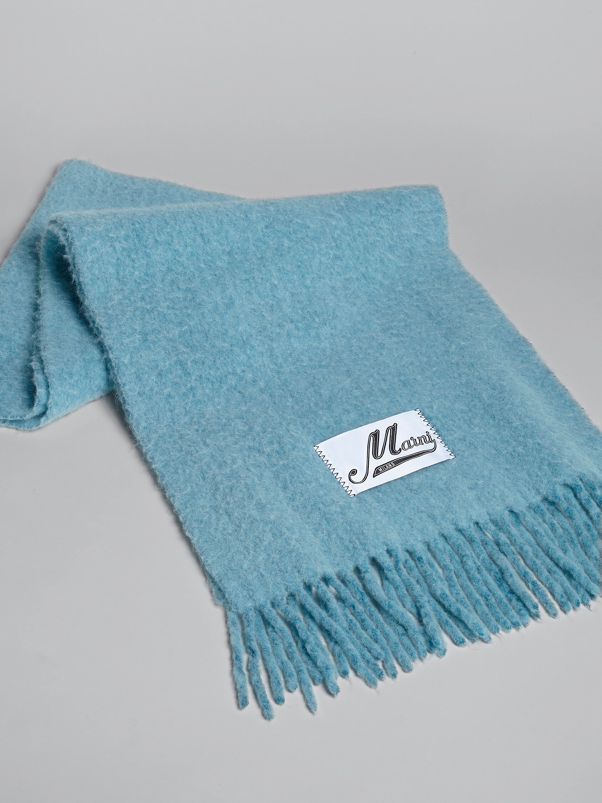 Sky blue brushed wool scarf - Scarves - Image 3