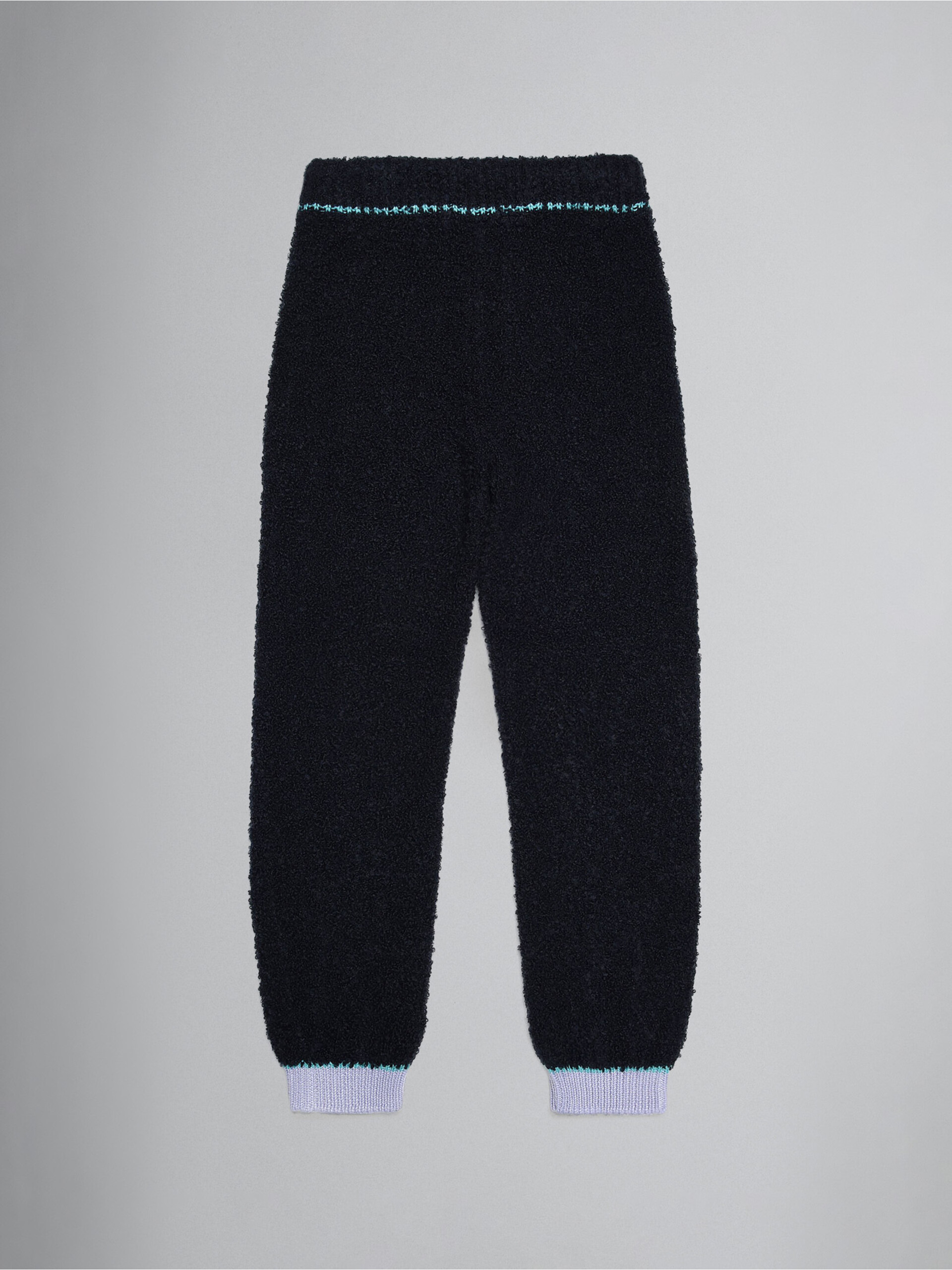 Navy blue teddy track pants with embroidery - Pants - Image 2