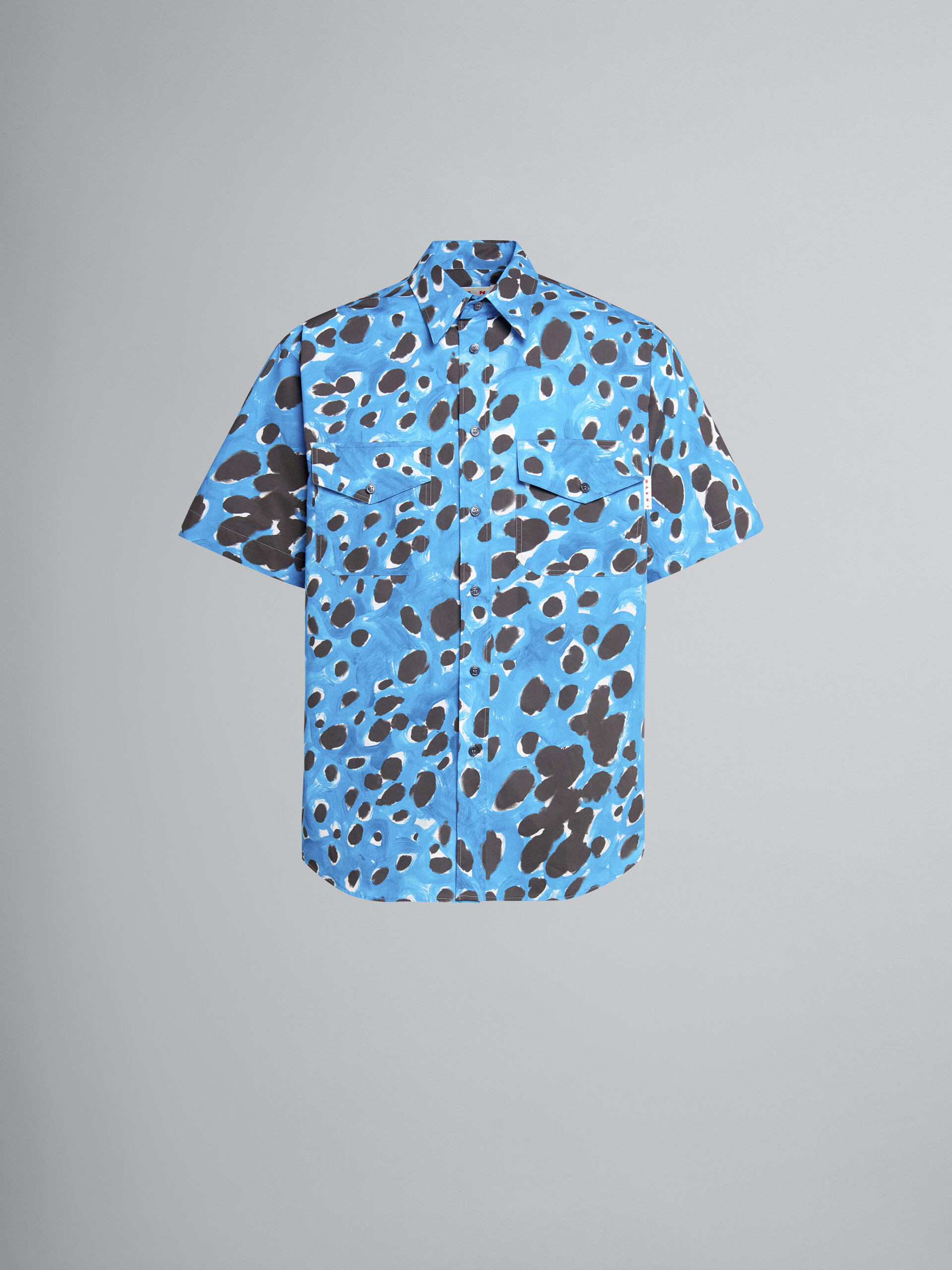 Blue Pop Dots print poplin shirt - Shirts - Image 1