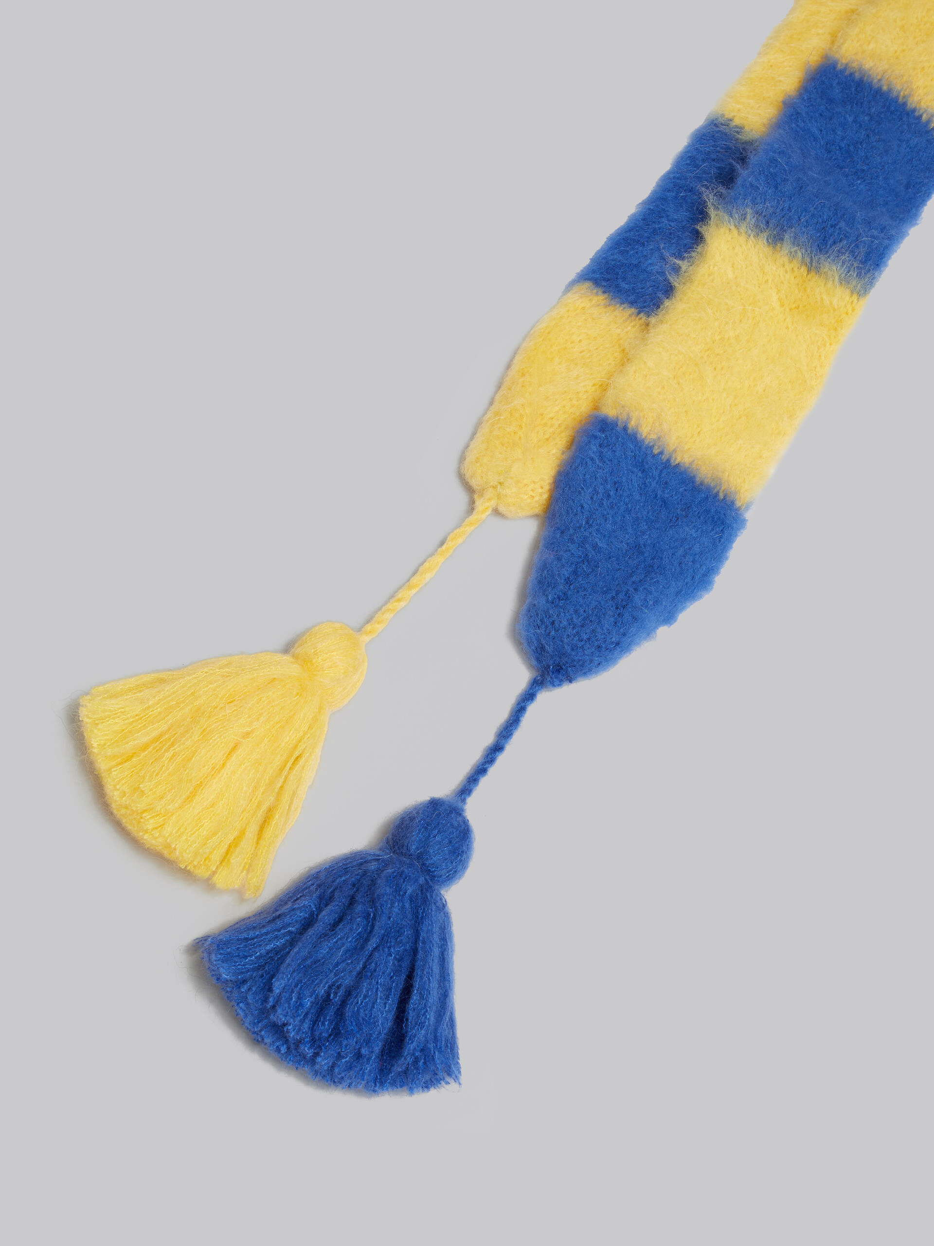 Yellow and blue striped mohair scarf - Scarves - Image 4