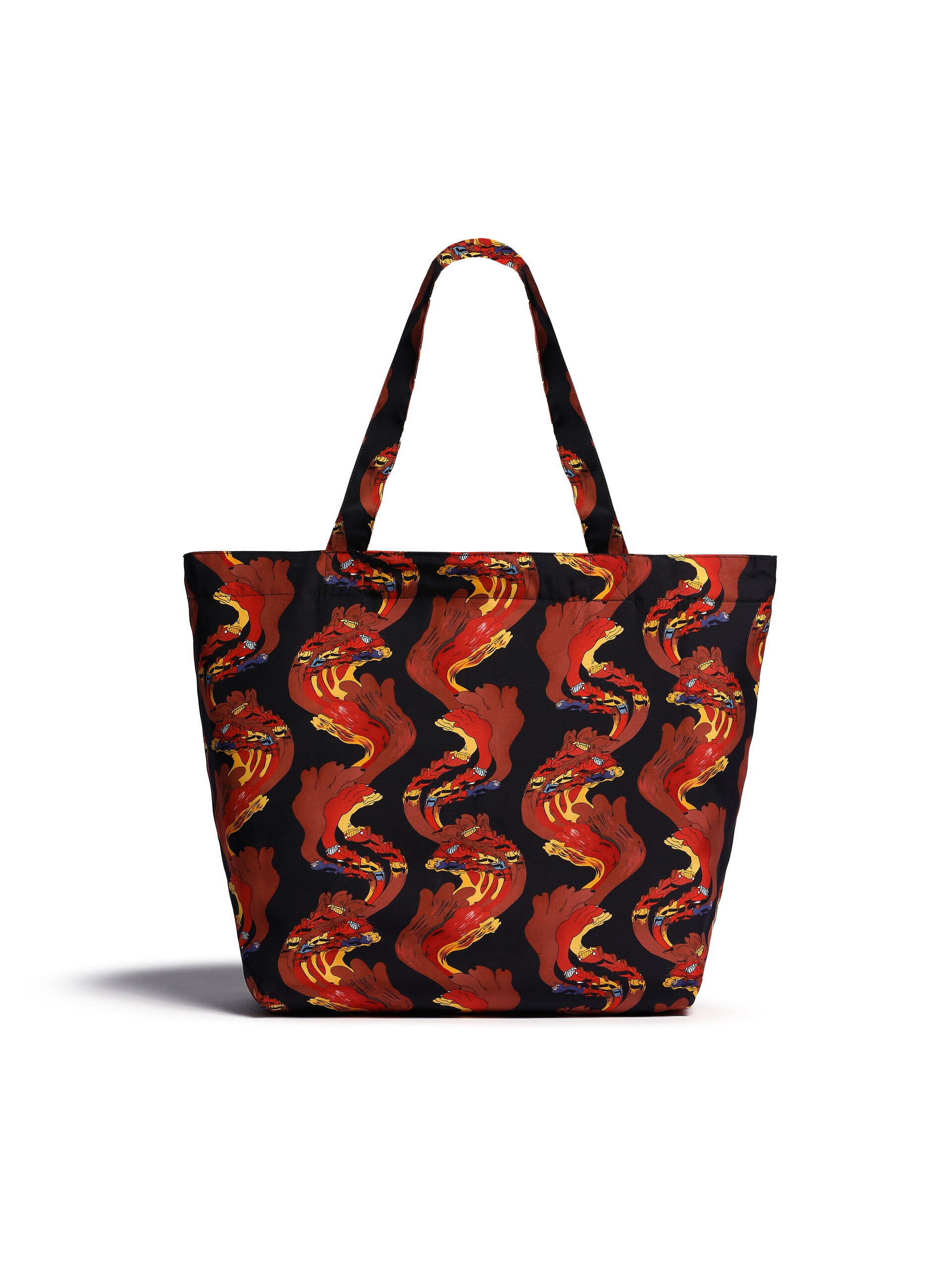 Black viscose tote bag with archival multicoloured print - Shopping Bags - Image 3