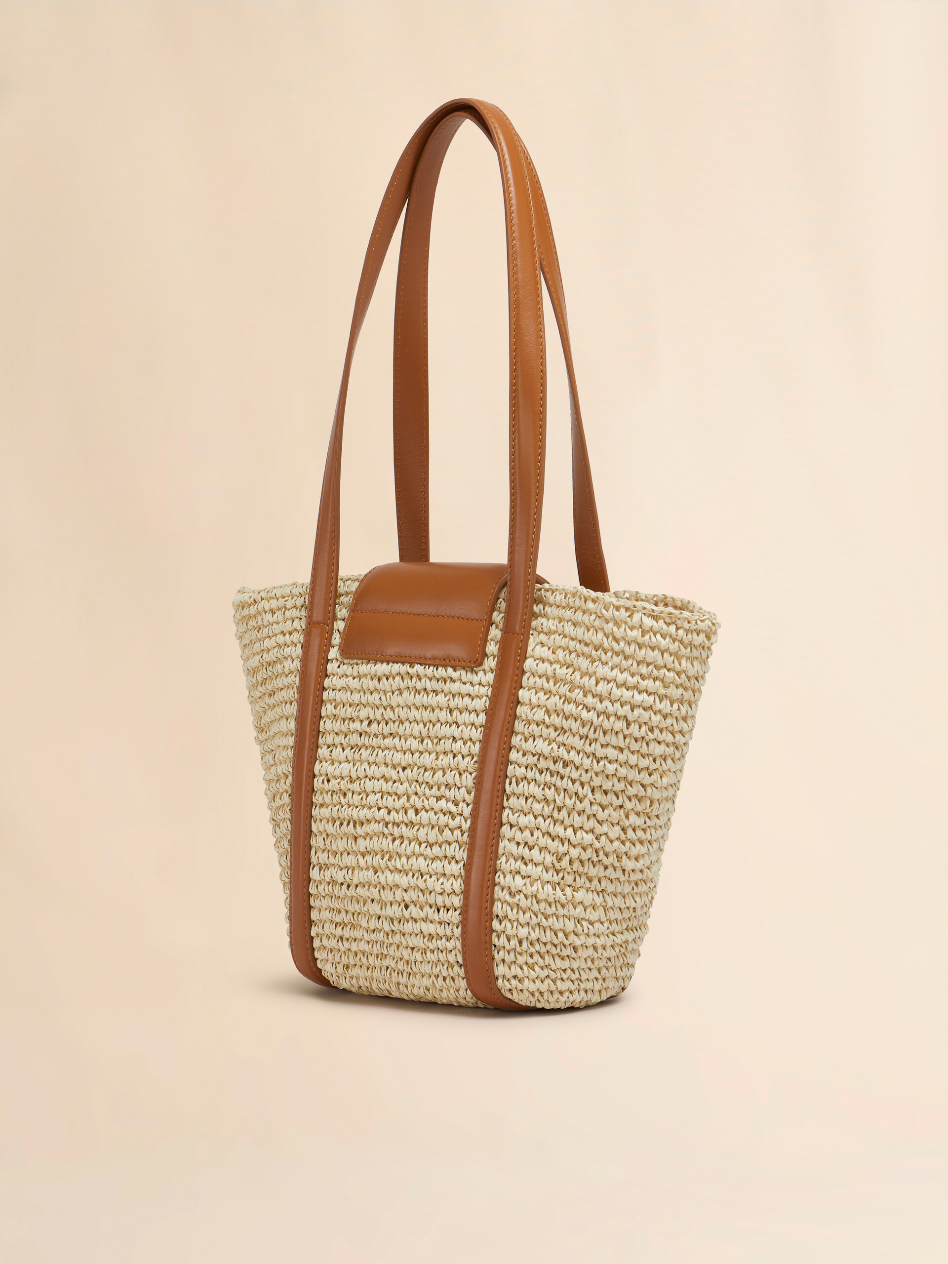 Tote bag da spiaggia Trunkaroo piccola in tessuto effetto rafia nera - Borse shopping - Image 3
