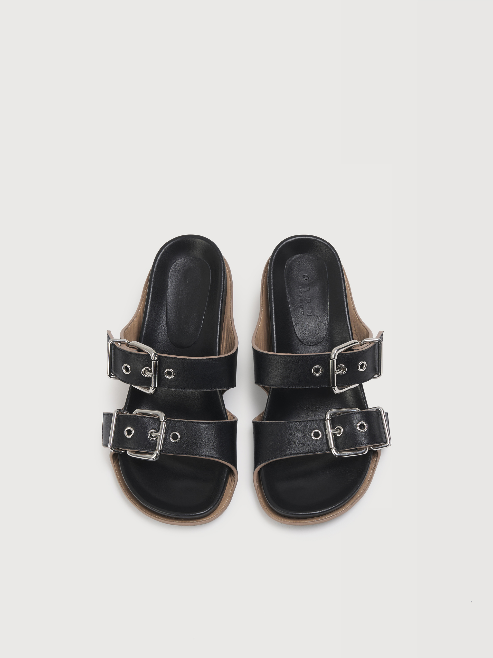 Black leather double-buckle Fussbett pump - Sandals - Image 4