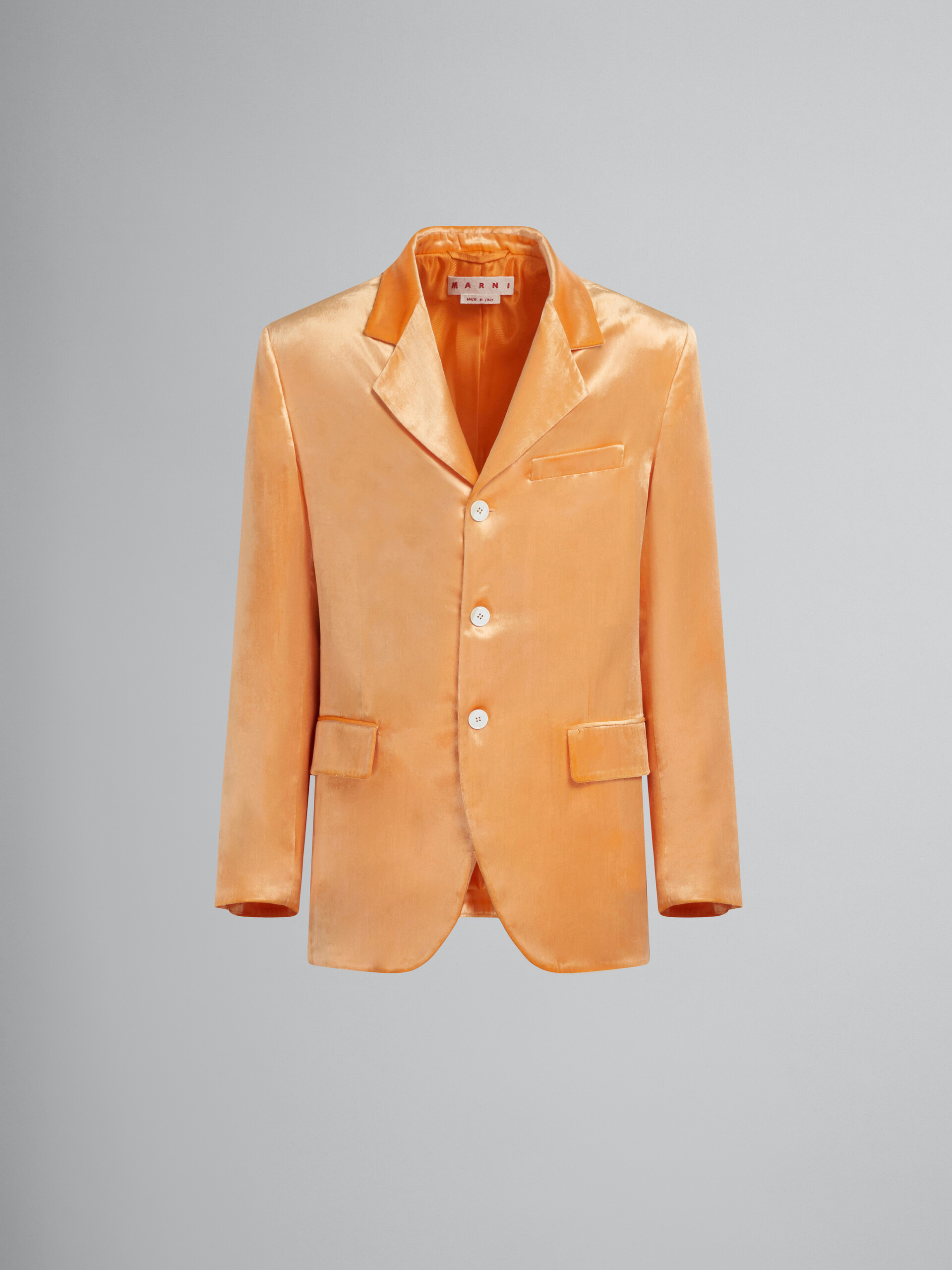 Orangefarbener einreihiger Samt-Blazer - Jacken - Image 1