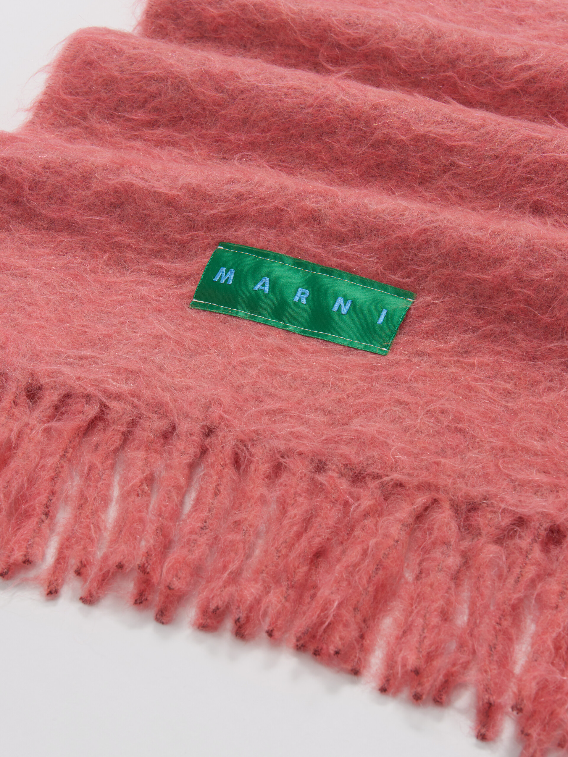 Pink alpaca and mohair scarf with fringes - Scarves - Image 3