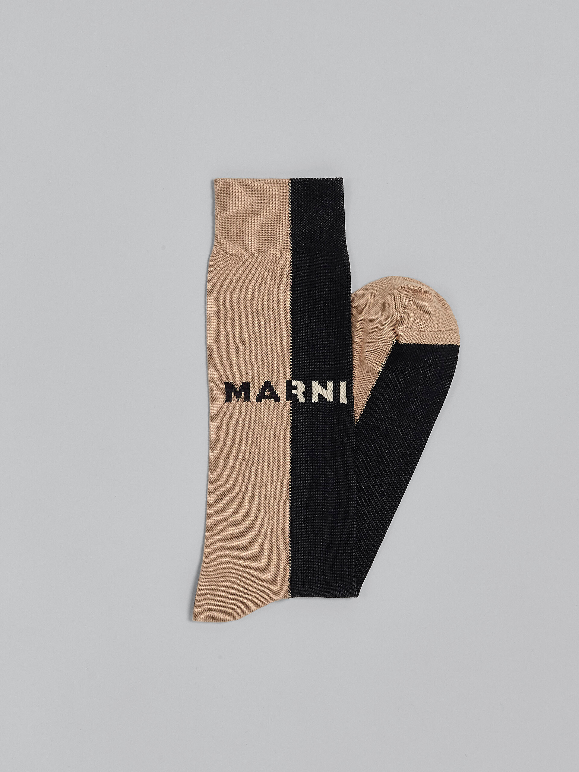 Black bi-coloured cotton and nylon socks - Socks - Image 2