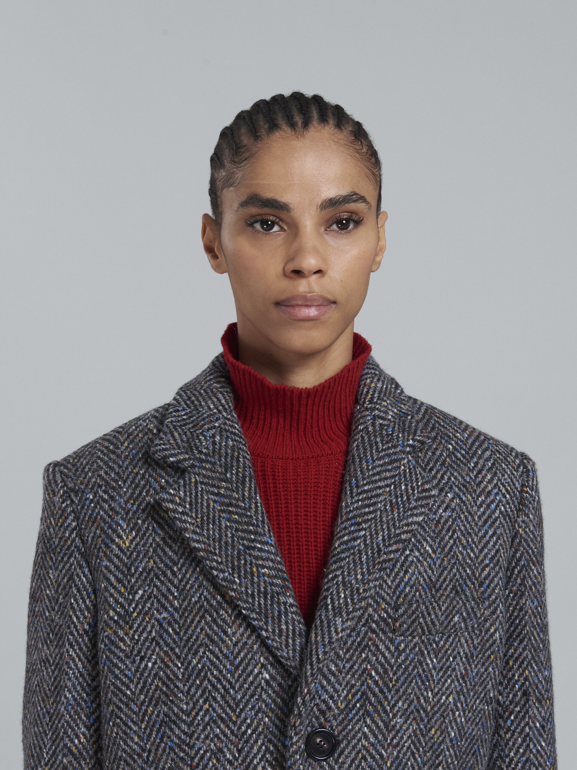 Grey chevron wool three-button blazer - Jackets - Image 4