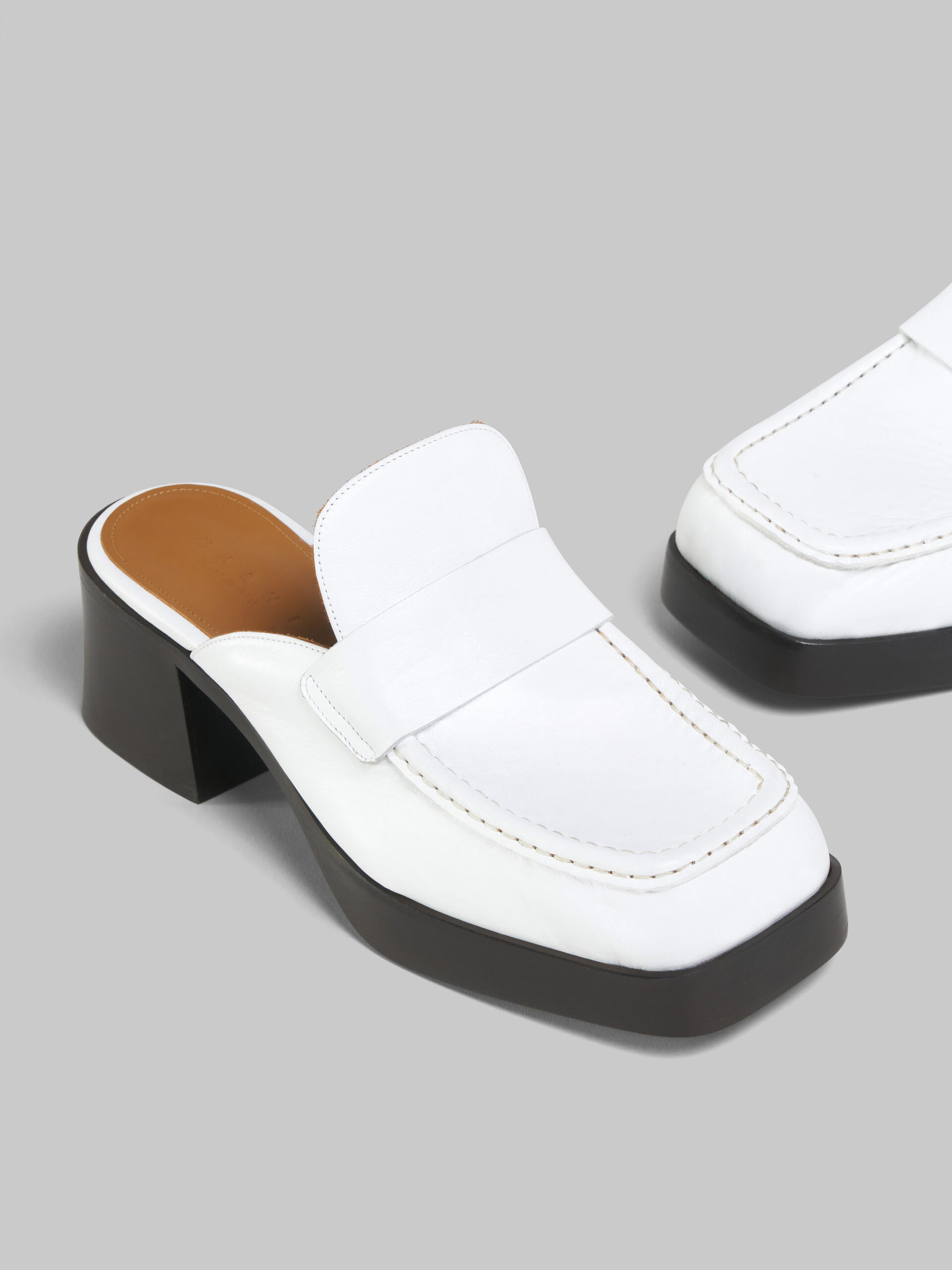 White leather heeled mule - Clogs - Image 5