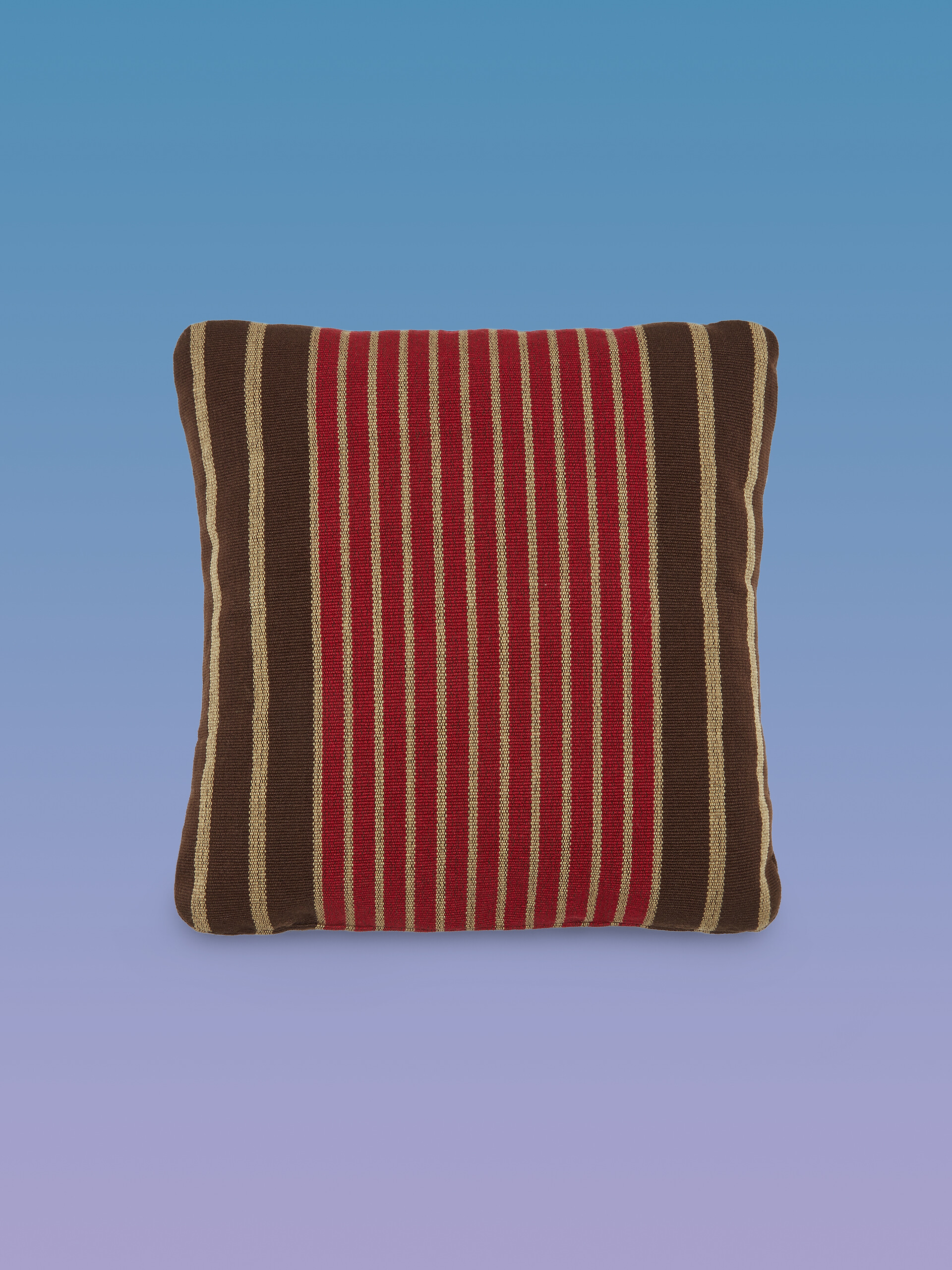 MARNI MARKET square pillow cover in polyester with red brown and beige vertical stripes - Furniture - Image 1