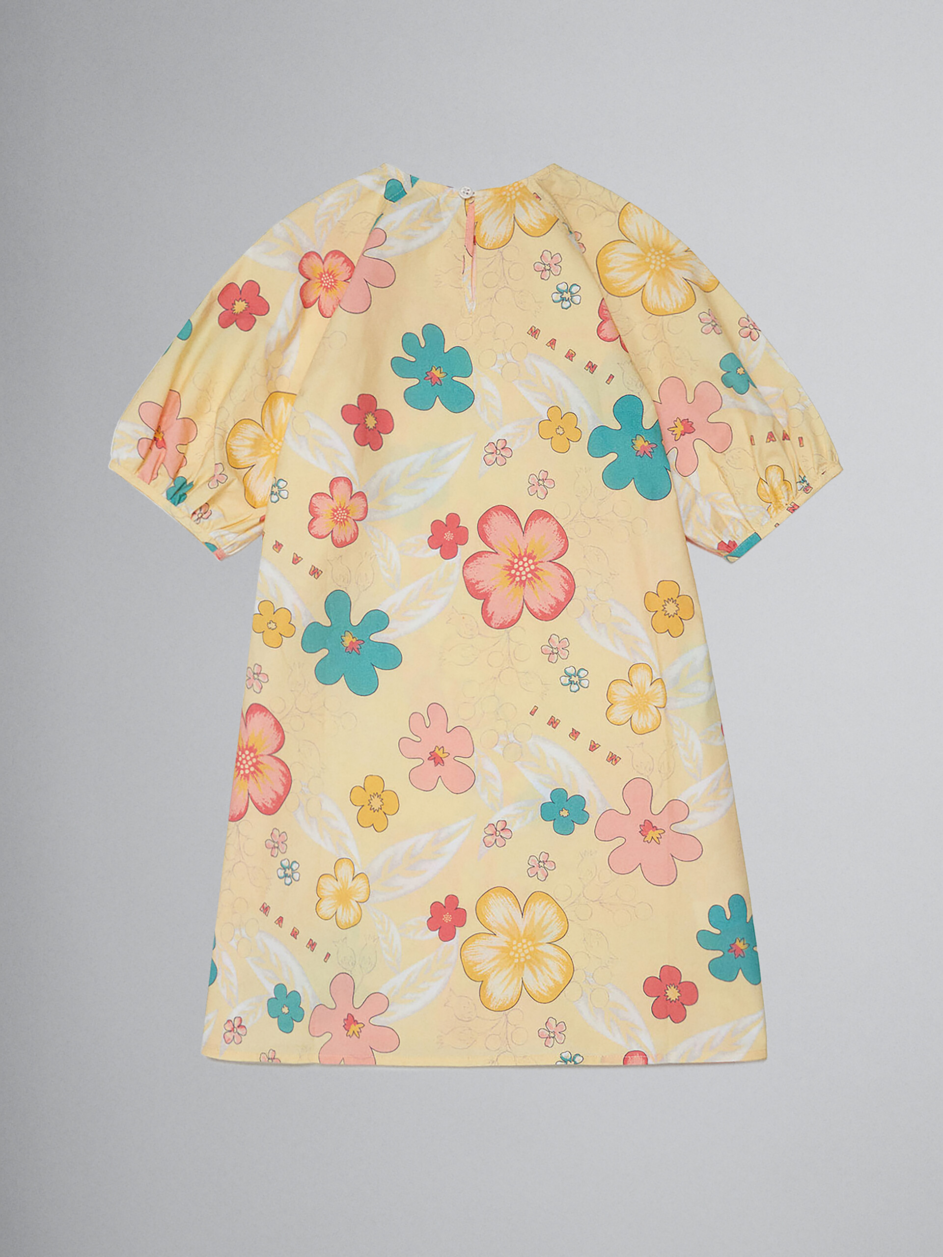 Cream short-sleeved poplin dress with Honolulu print - Dresses - Image 2