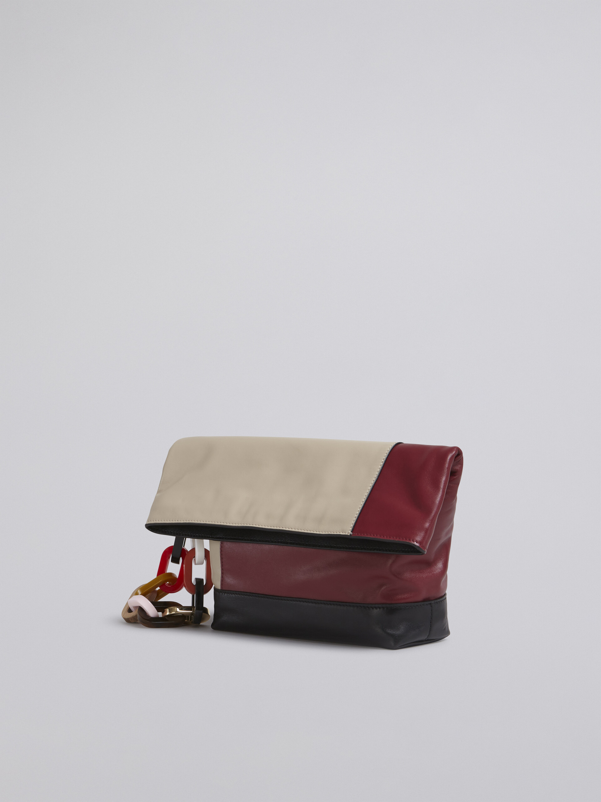 Smooth calfskin clutch with multi-coloured resin chain - Pochettes - Image 3