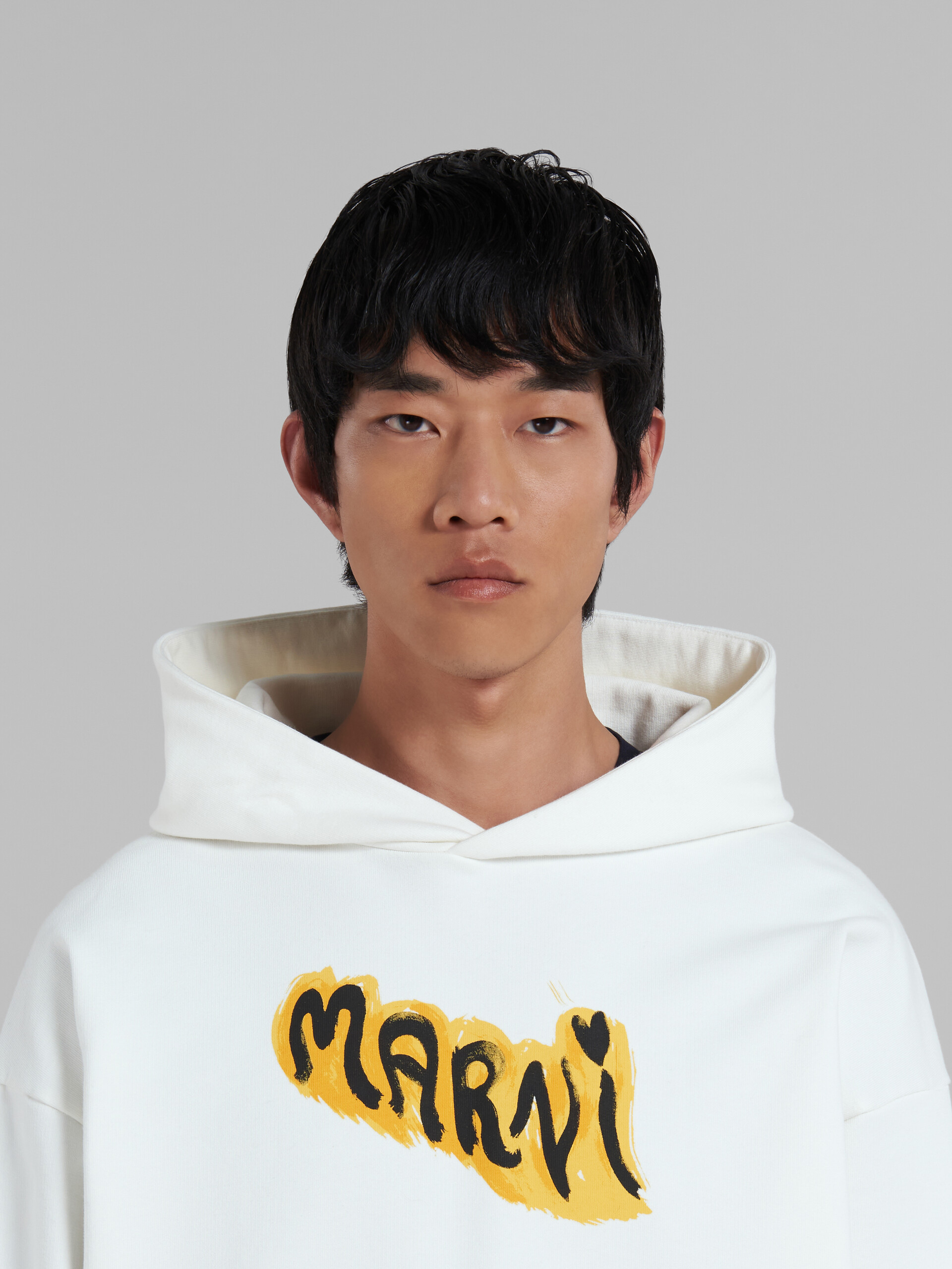 White bio cotton hoodie with graffiti prints - Sweaters - Image 4