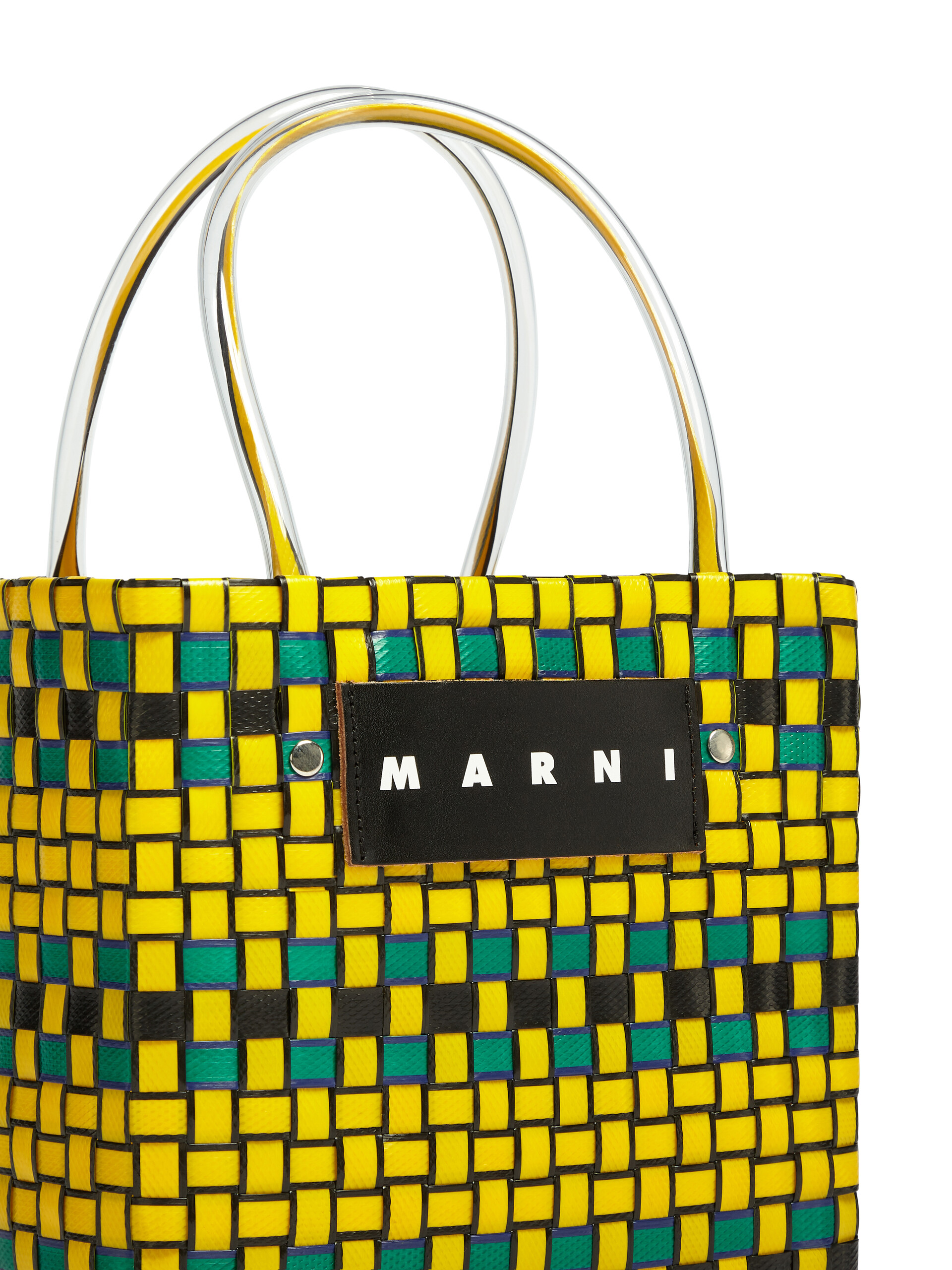 MARNI MARKET BASKET bag in yellow woven material - Shopping Bags - Image 4