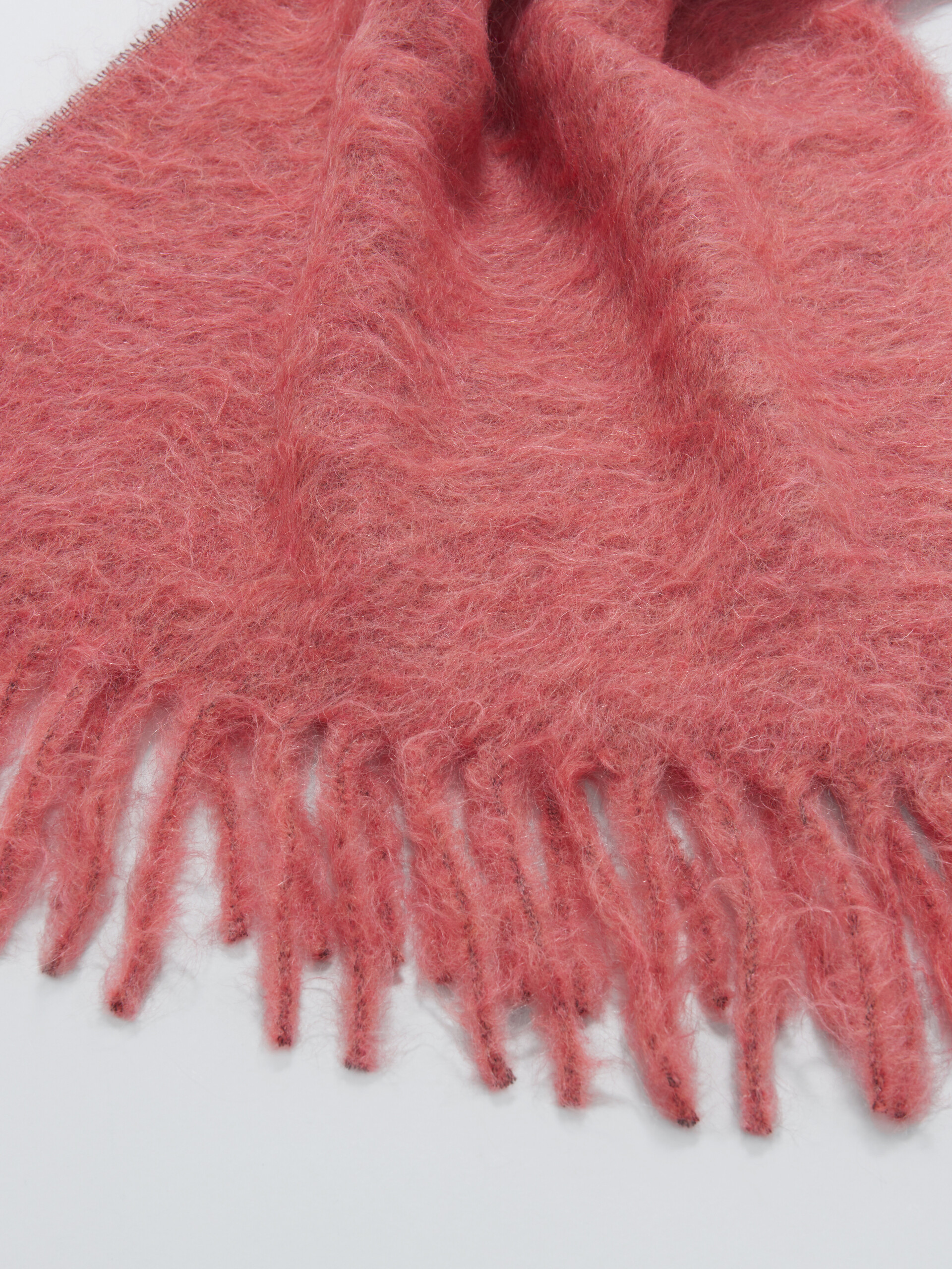 Pink alpaca and mohair scarf with fringes - Scarves - Image 2
