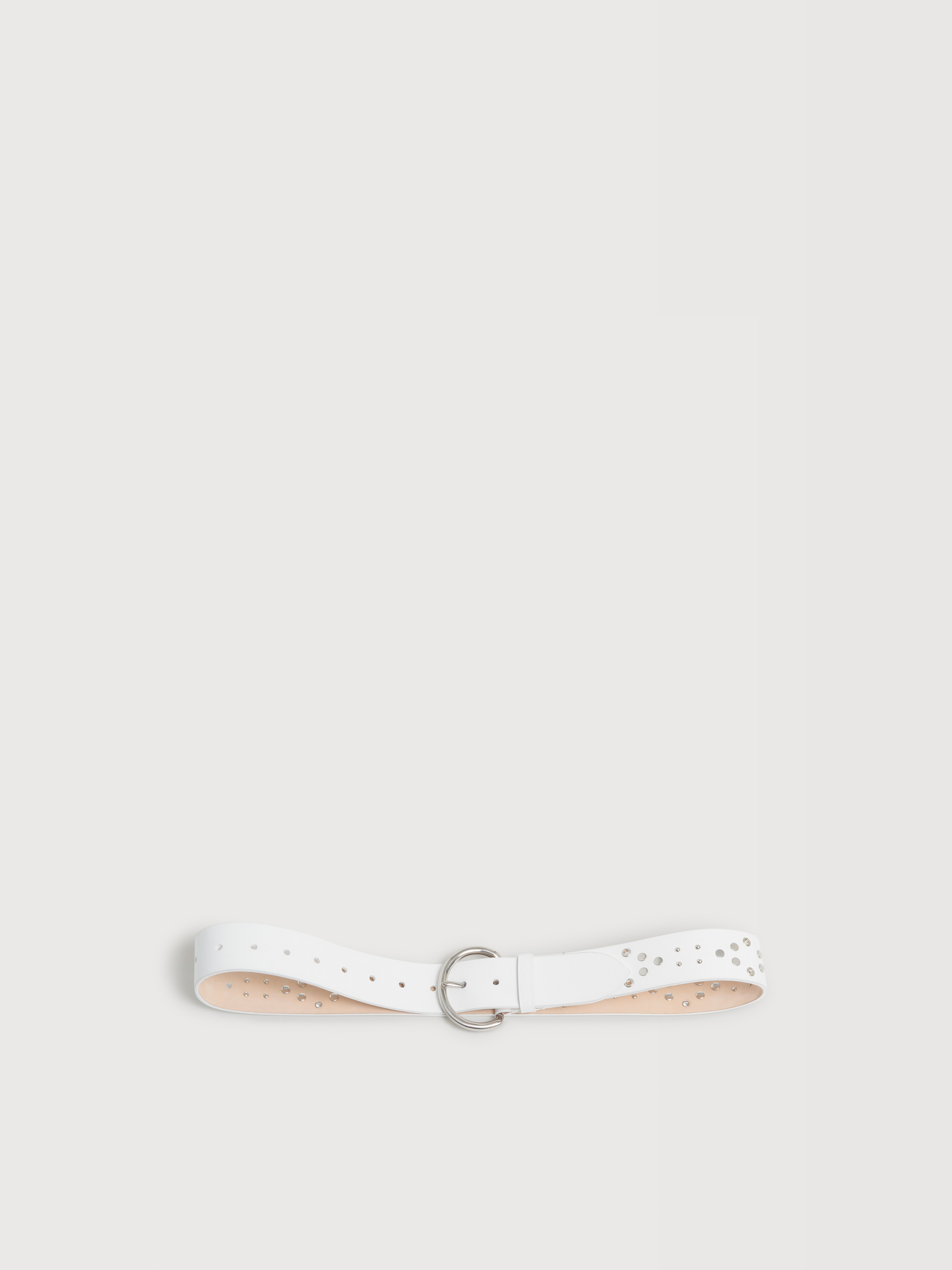 White leather belt with studs - Belts - Image 1