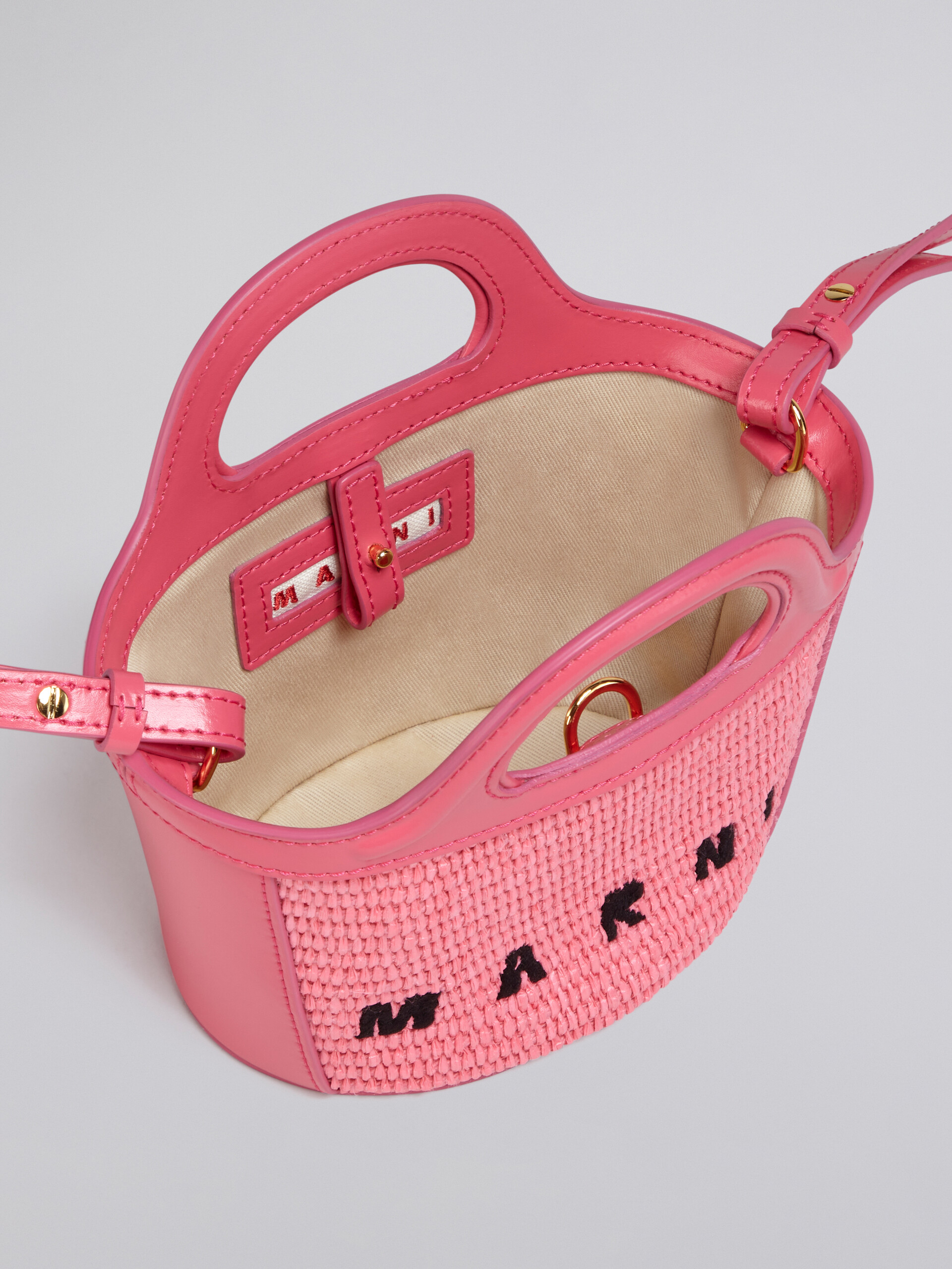 TROPICALIA micro bag in pink leather and raffia - Handbags - Image 4