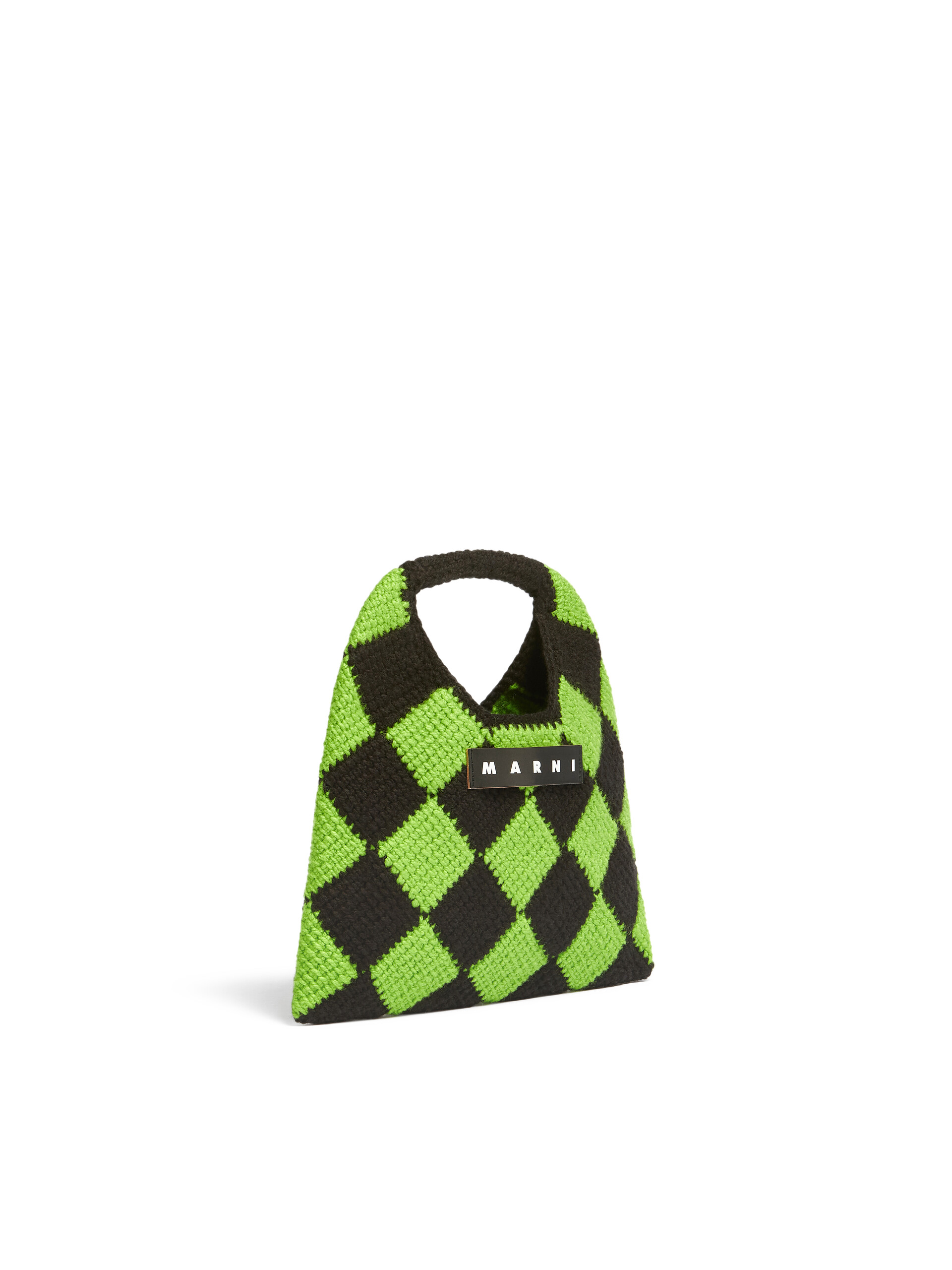 MARNI MARKET DIAMOND small bag in green and black tech wool - Bags - Image 2
