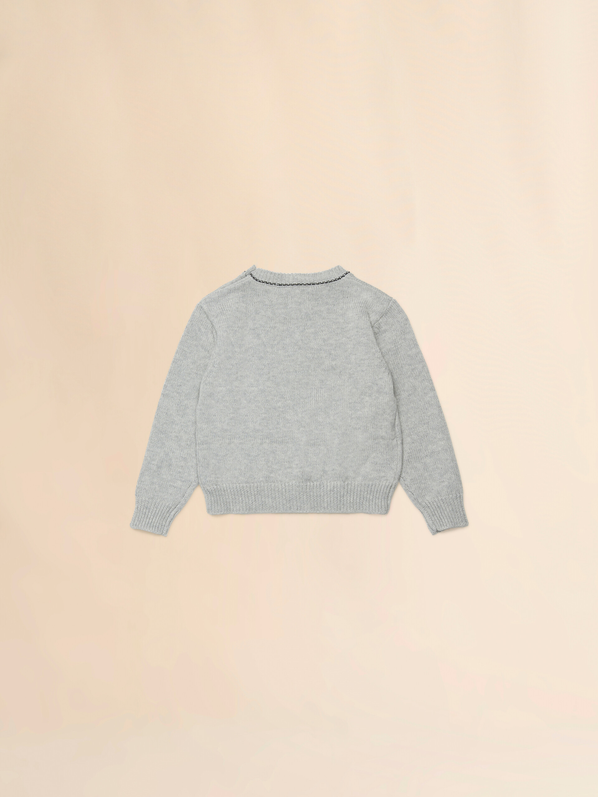 Gray cotton sweater with embroidered logo - Knitwear - Image 2