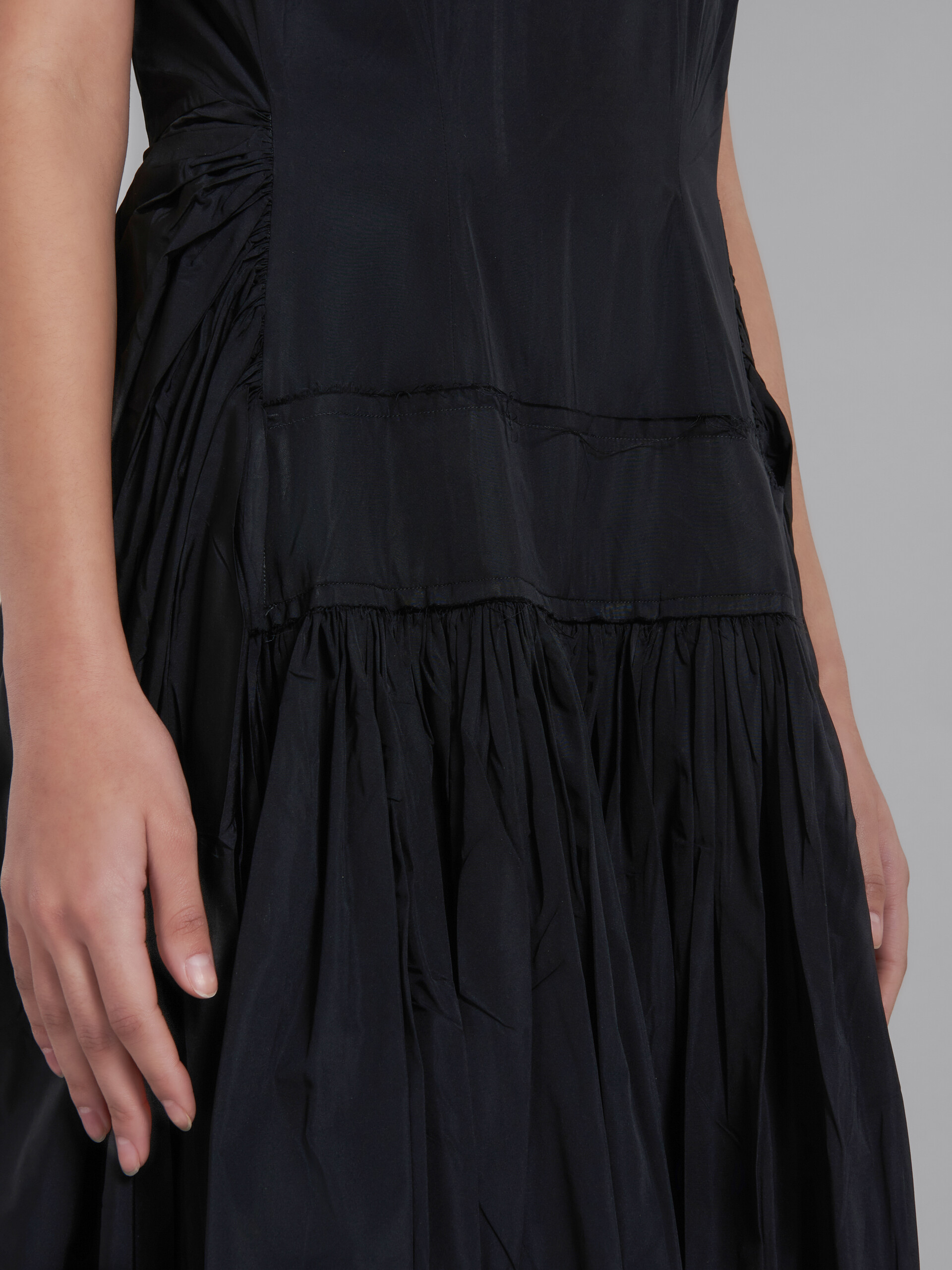 Black taffeta dress with apron front - Dresses - Image 5