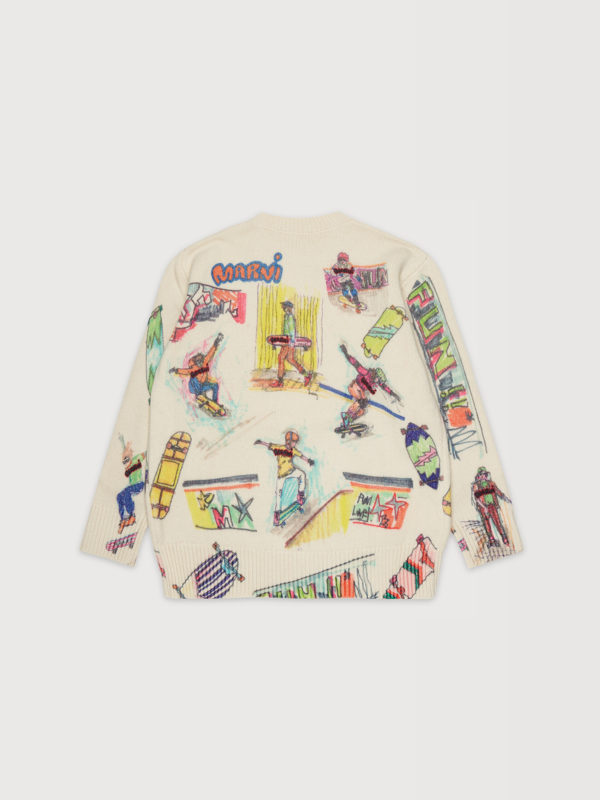 Beige wool blend jumper with skateboard prints - Knitwear - Image 2