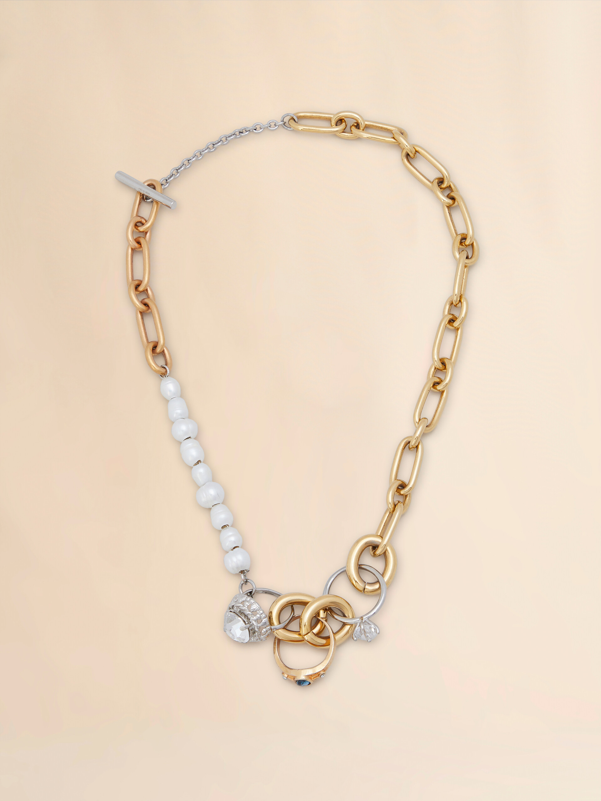 Mixed link chain necklace with pearls and rings - Necklaces - Image 1