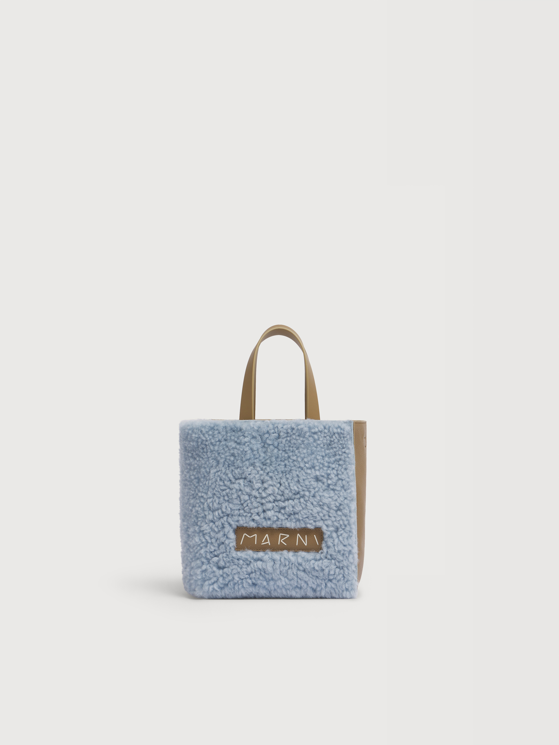 ブルー ベージュ シアリング＆レザー製 Museo ソフトミニバッグ | Marni