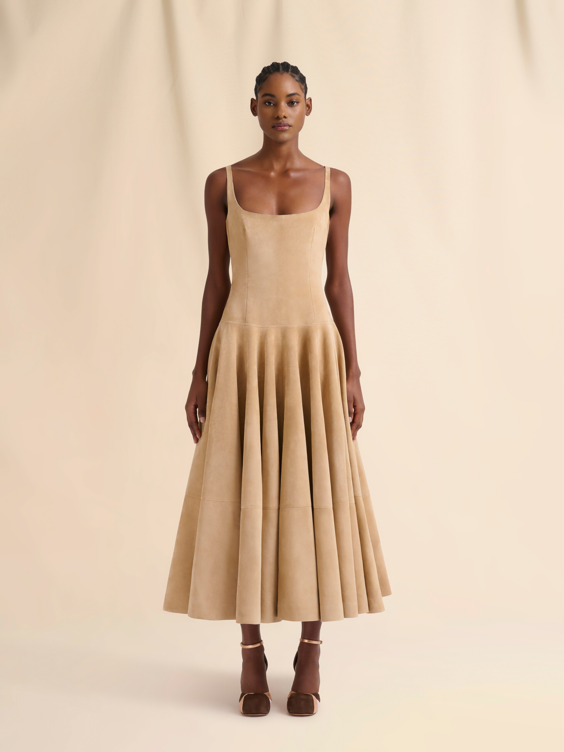 Camel suede bustier dress - Dresses - Image 2