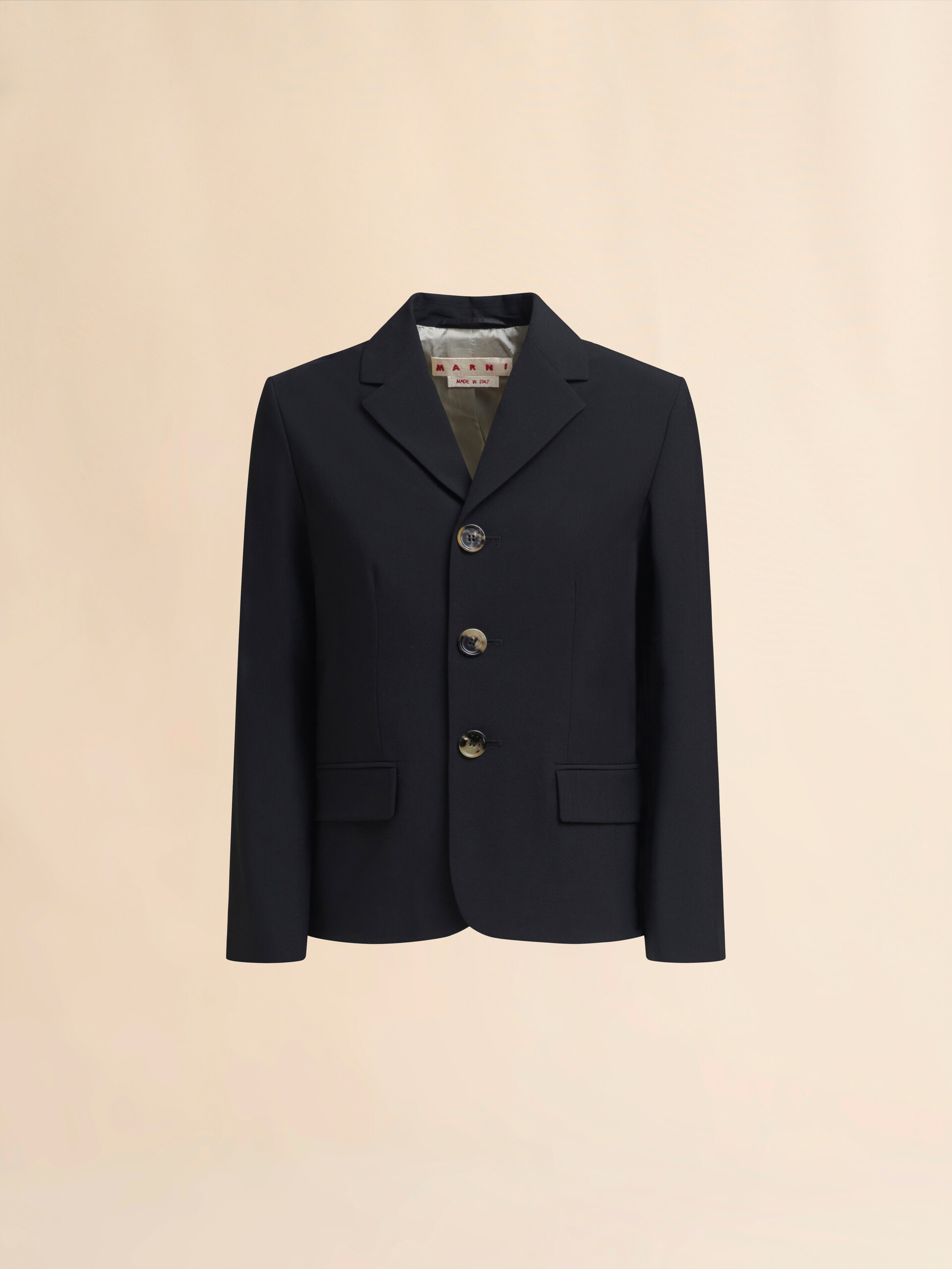 Veste noire en laine mélangée - Manteaux - Image 1