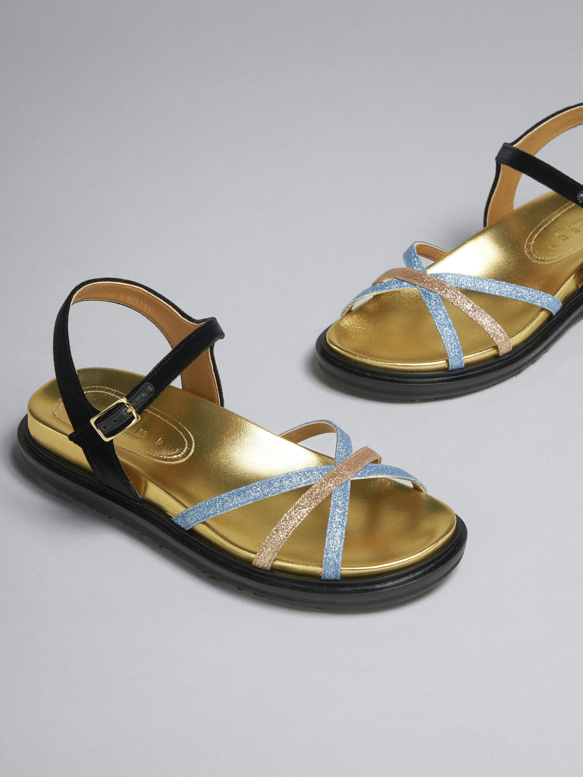 Sandalo Fussbett in tessuto glitter e velluto - Sandali - Image 5