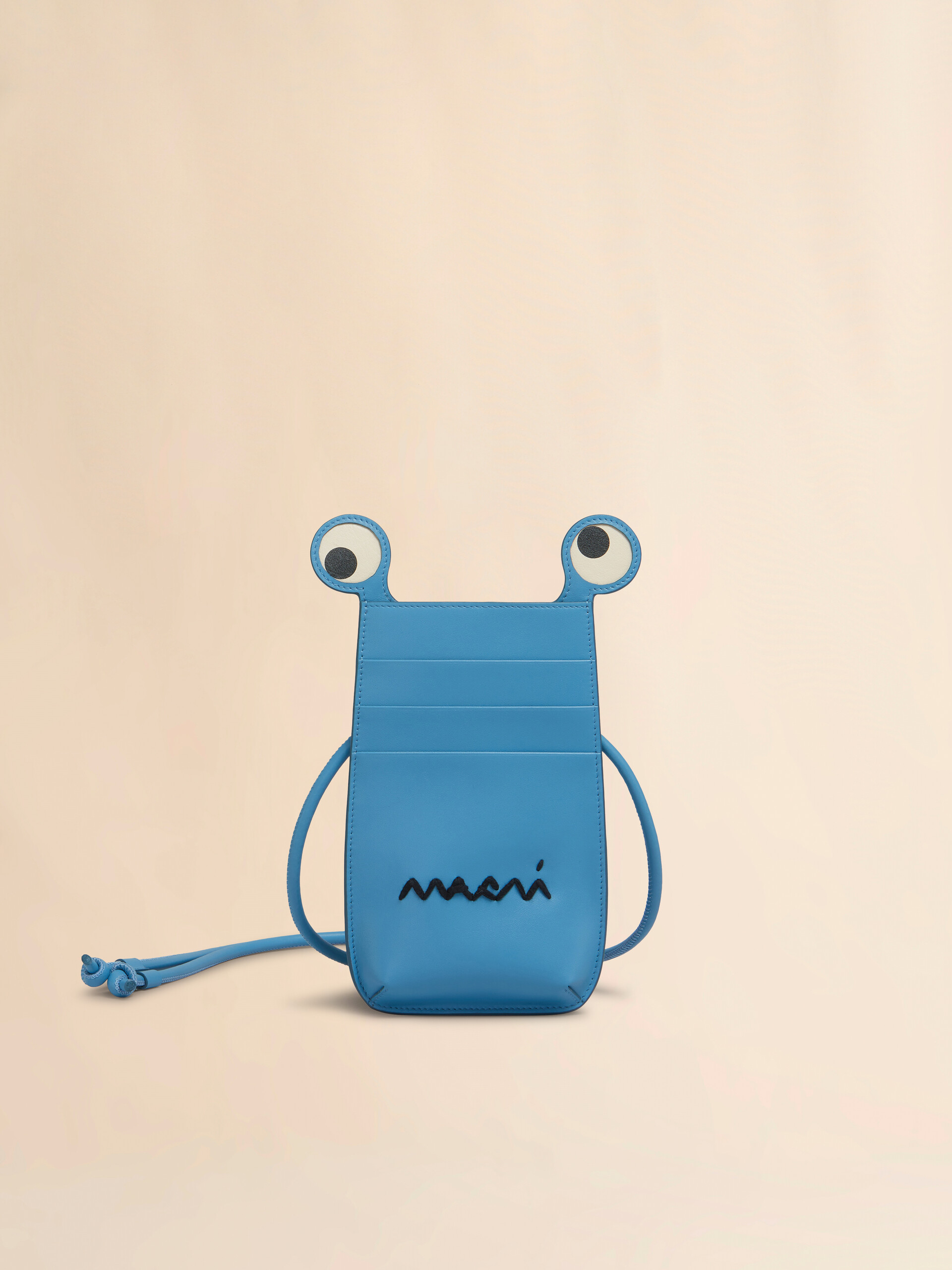 Petrolblaue iPhone-Hülle aus Leder mit Marni Symbol Stickerei - Brieftaschen & Kleinlederwaren - Image 1