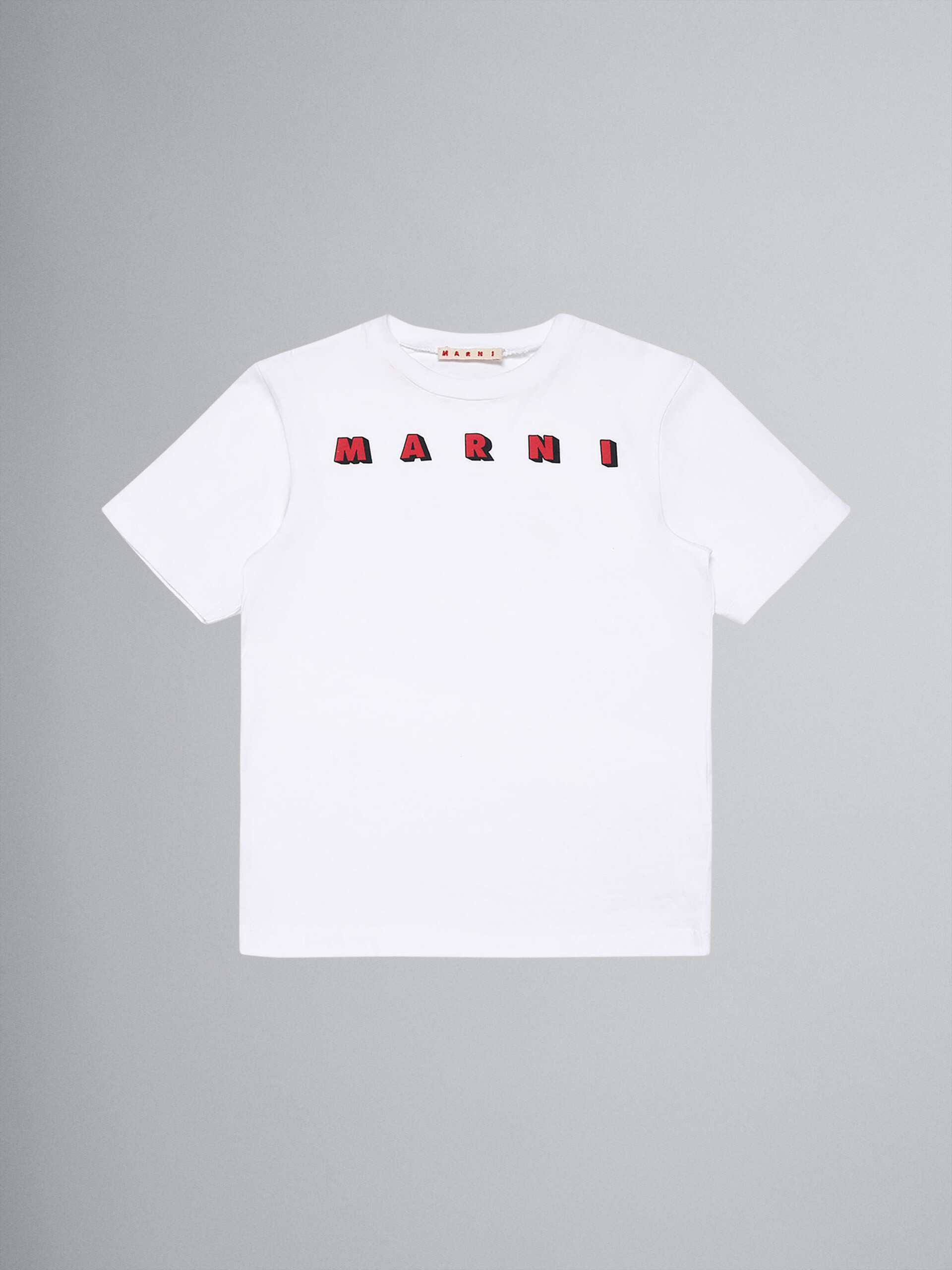ロゴ ホワイトコットンジャージーTシャツ - Tシャツ - Image 1