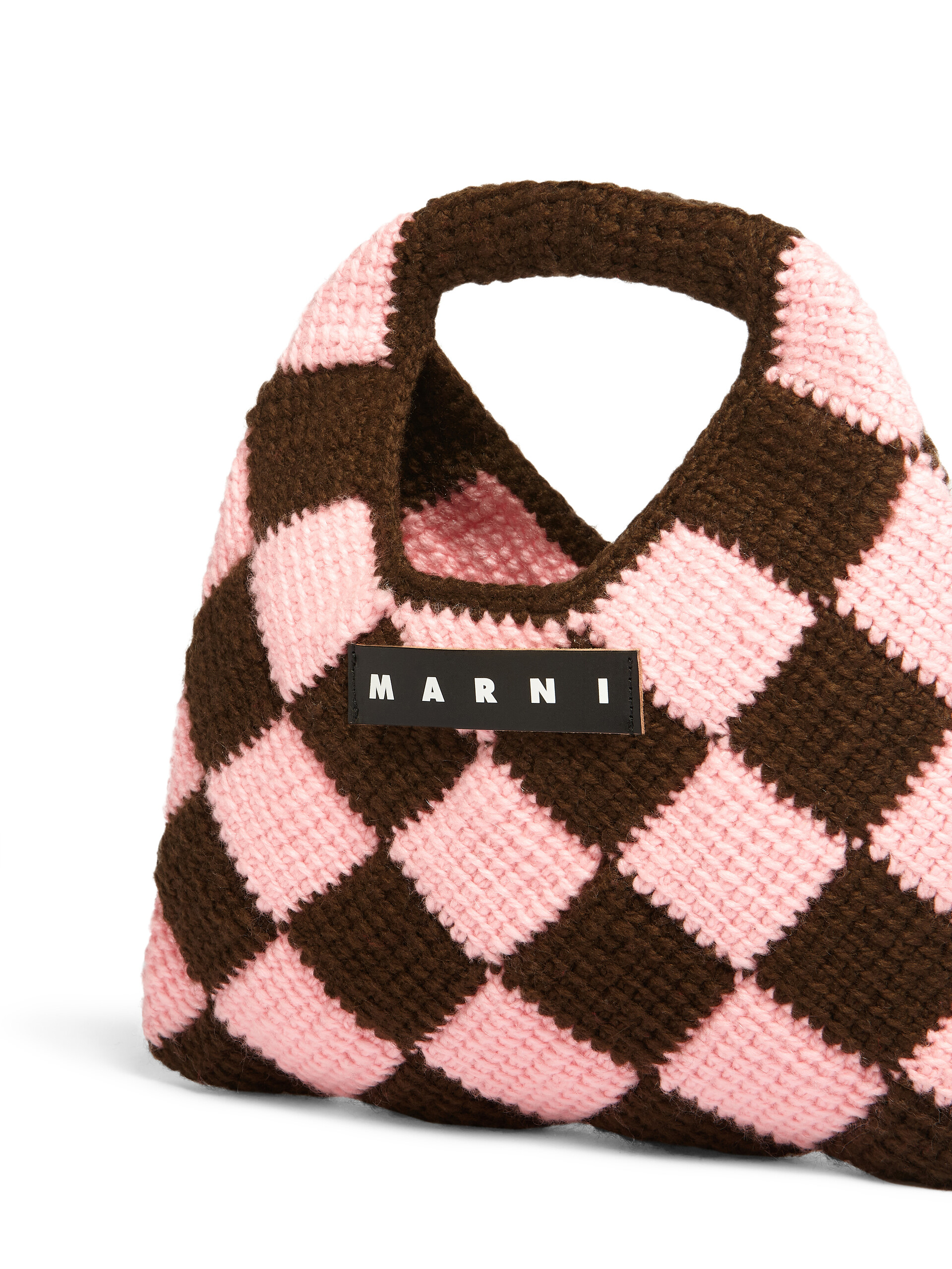 MARNI MARKET DIAMOND small bag in brown and pink tech wool - Bags - Image 4