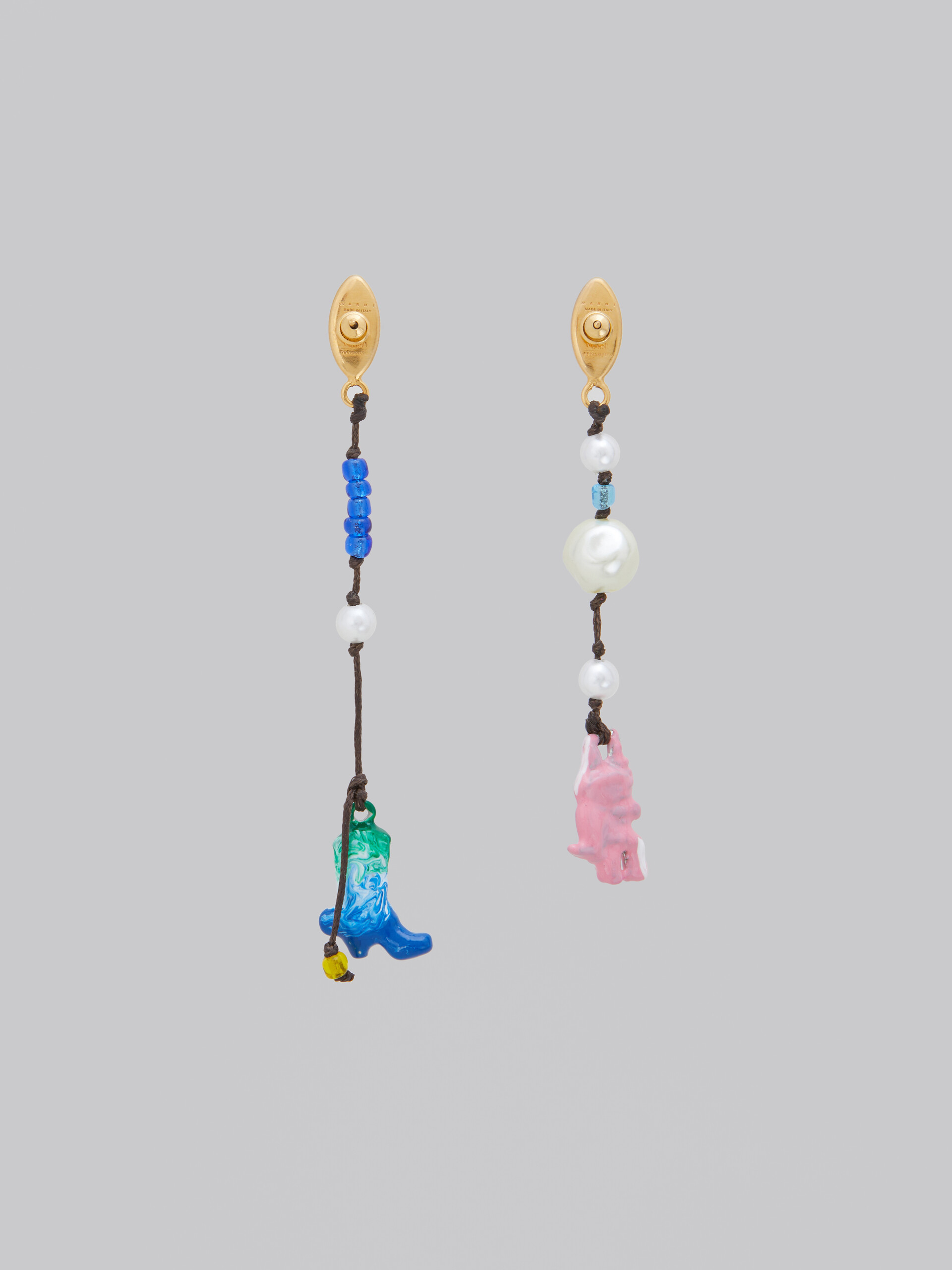 Marni x No Vacancy Inn - Earrings with pink red and blue pendants - Earrings - Image 3