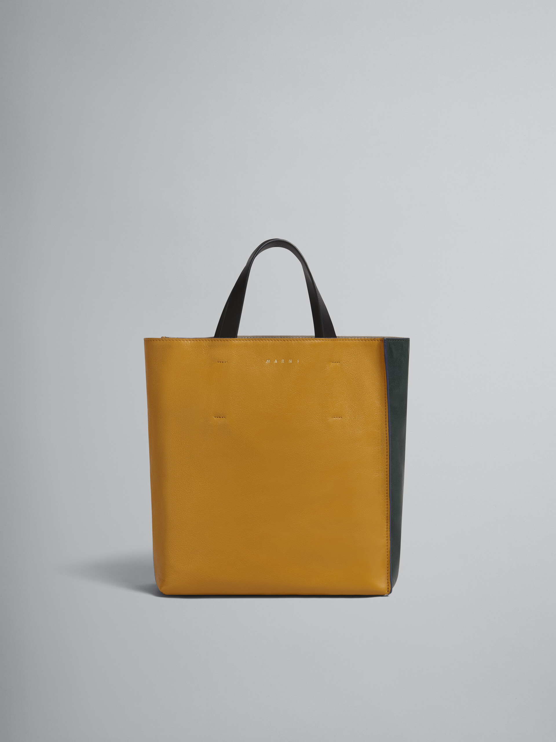 Yellow and green MUSEO SOFT bag in tumbled calfskin - Shopping Bags - Image 1