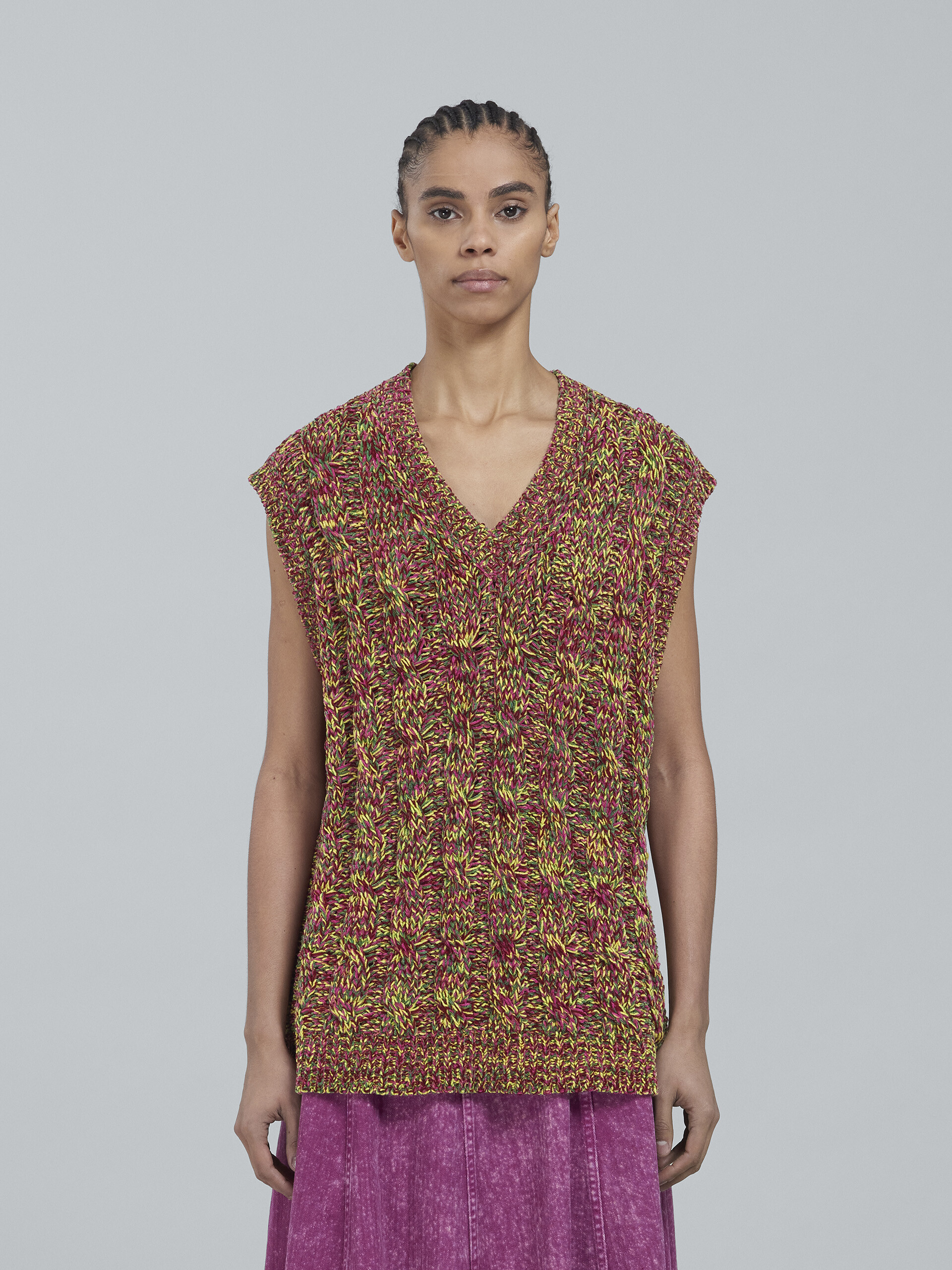 Viscose and cotton chenille vest - Pullovers - Image 2