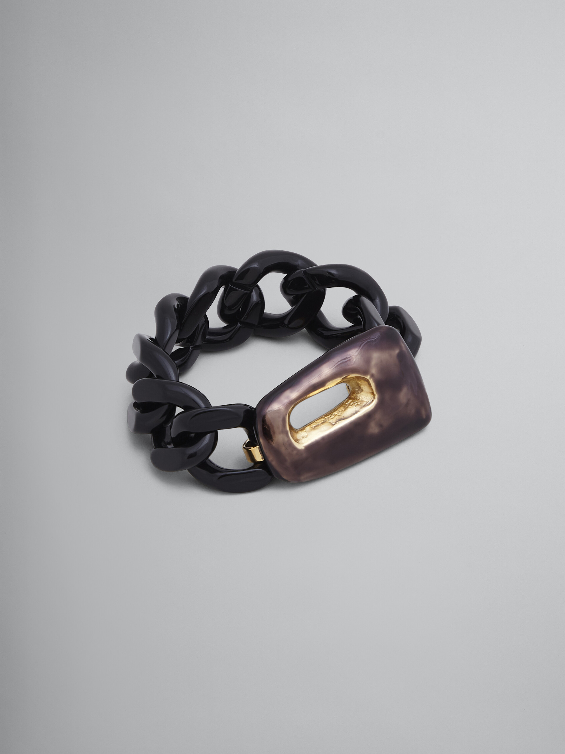 Bracelet TRAPEZE en métal, résine et émail noir - Bracelets - Image 1