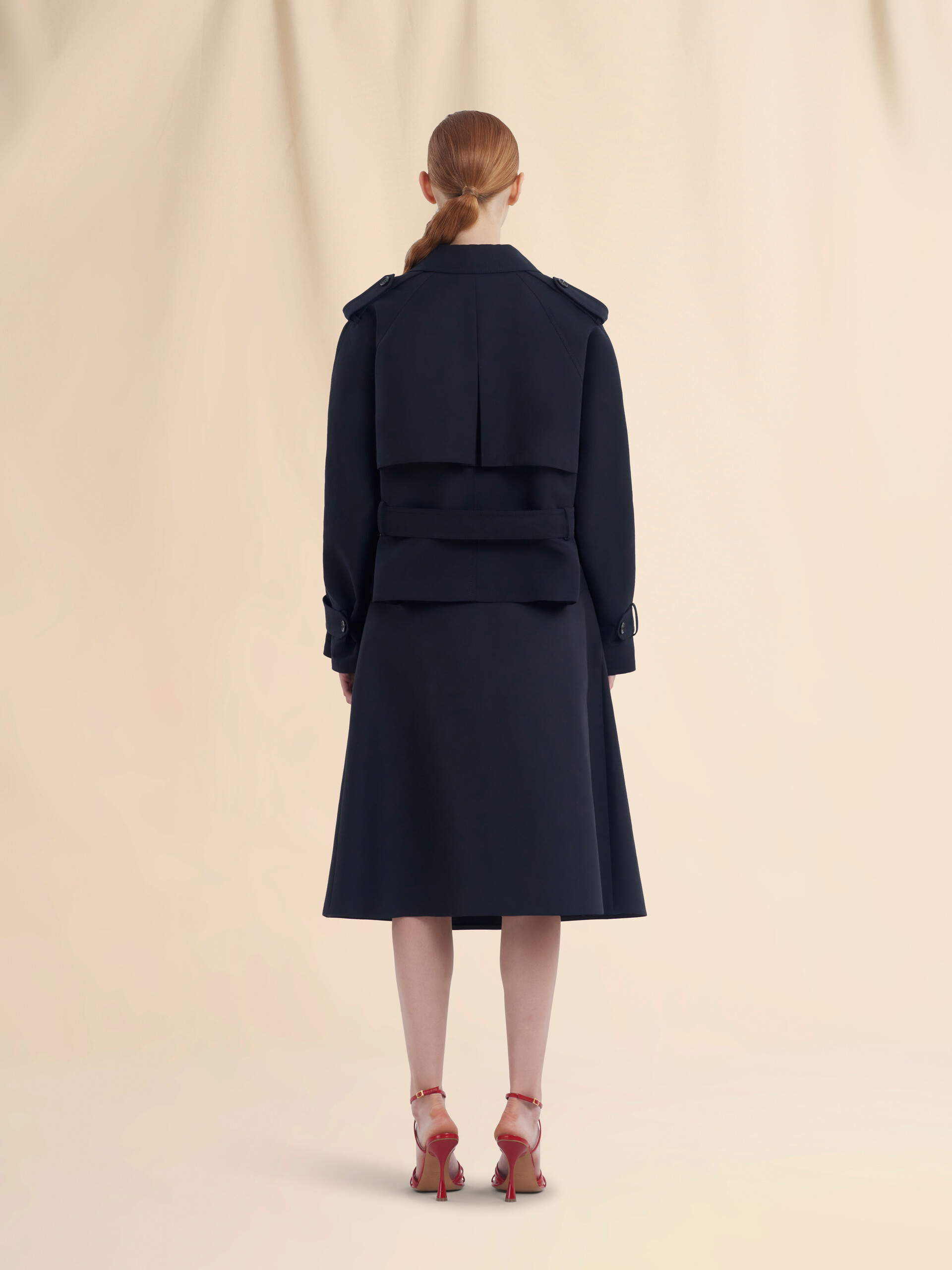 Trench-coat court en coton noir avec broderie Marni Symbol - Manteaux - Image 3