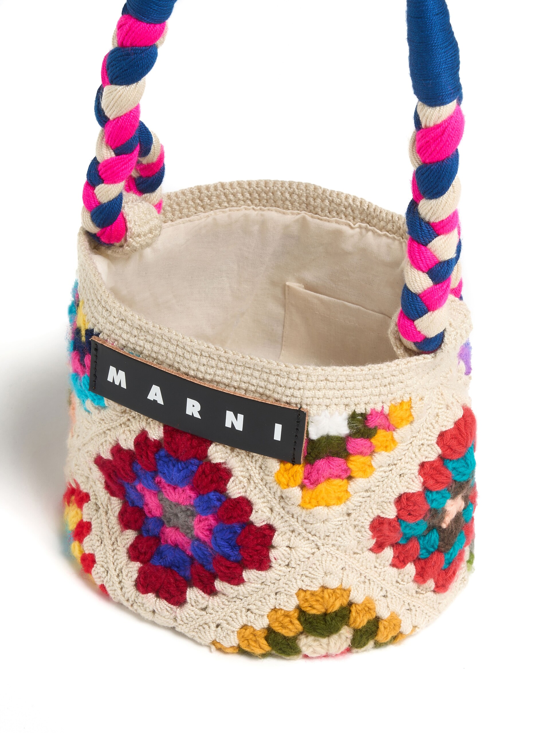 Small blue MARNI MARKET CYLINDER crochet bag - Shopping Bags - Image 4