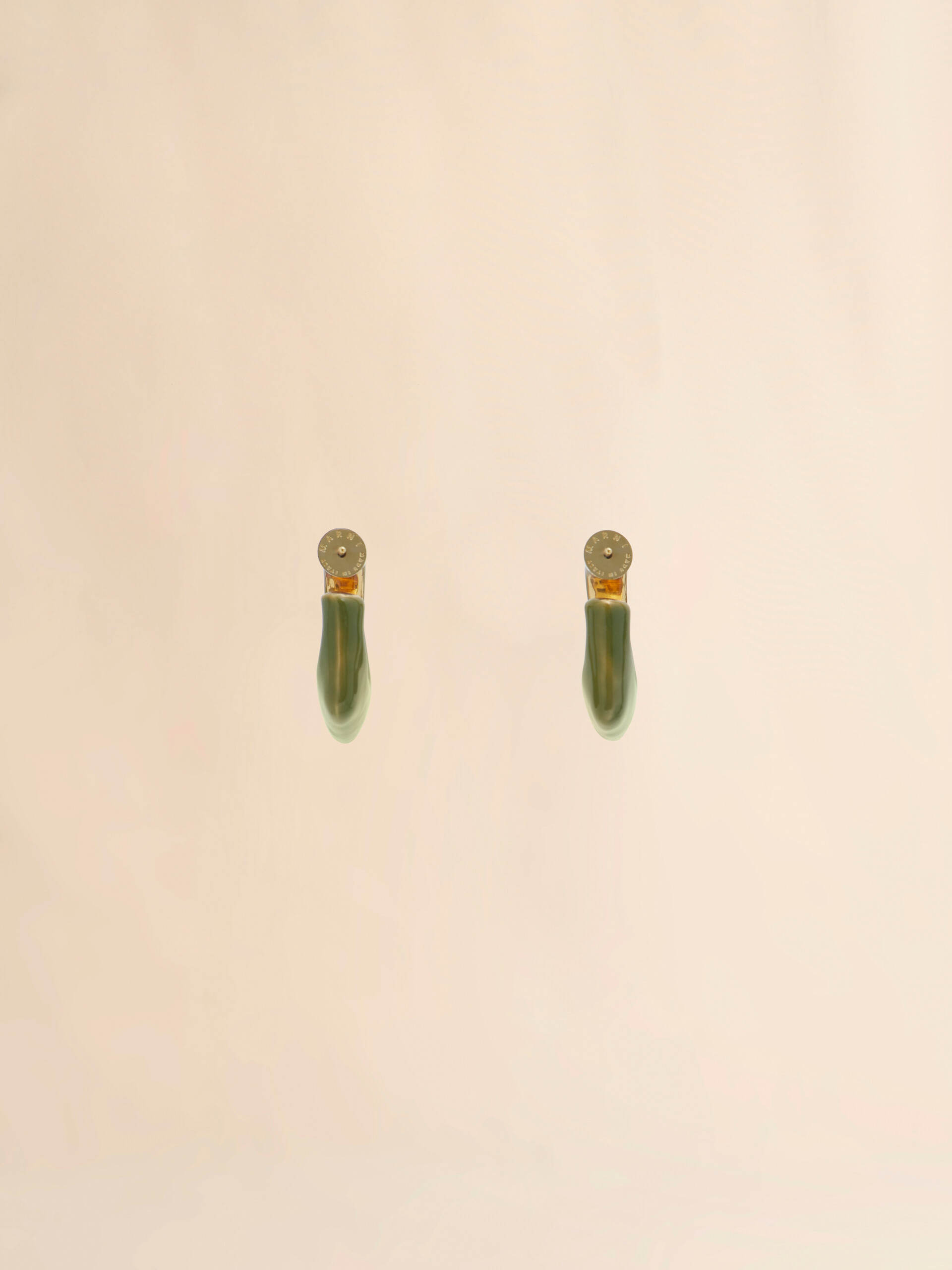 Green enamel Trapeze hoop earrings - Earrings - Image 3
