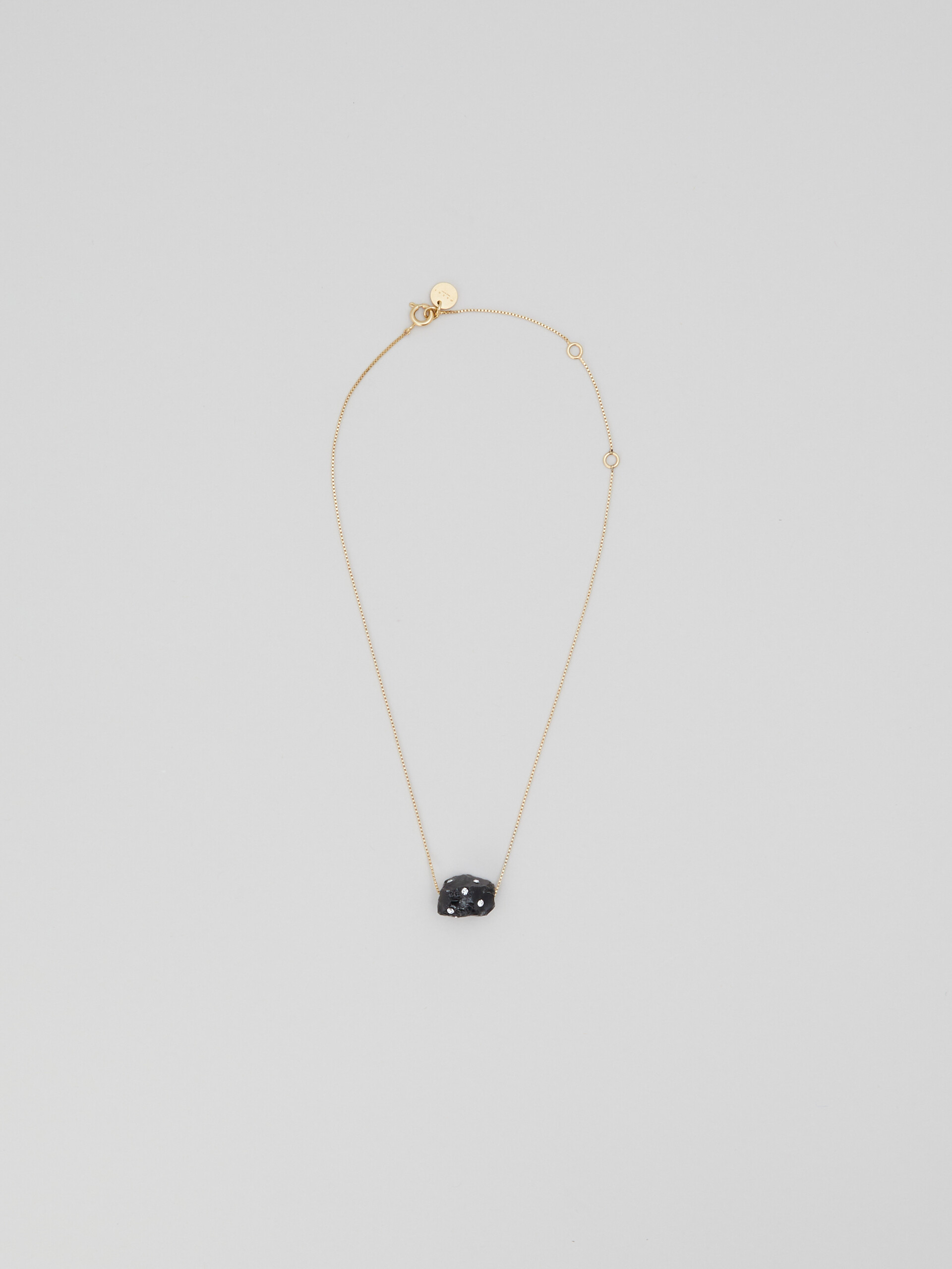 Black obsidian single-stone necklace with rhinestone polka dots - Necklaces - Image 1