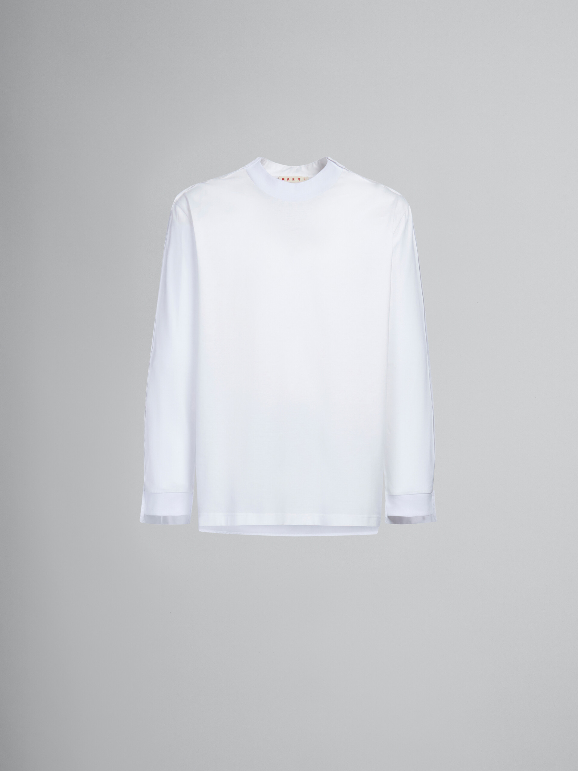 White organic cotton long-sleeved T-shirt with back yoke - T-shirts - Image 1