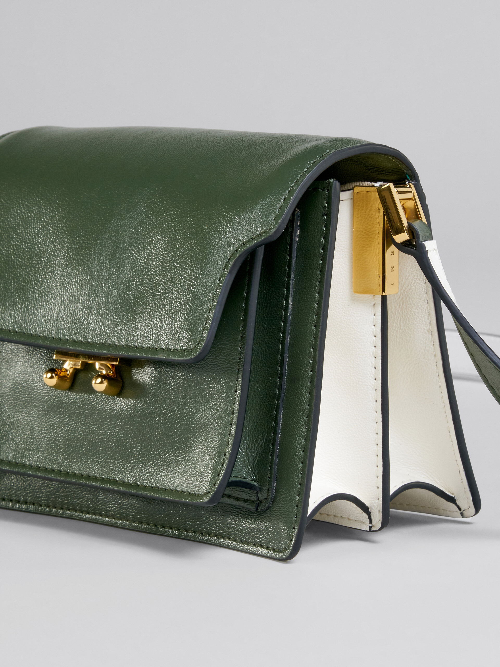 Trunk Soft Mini Bag in green and white leather - Shoulder Bags - Image 5