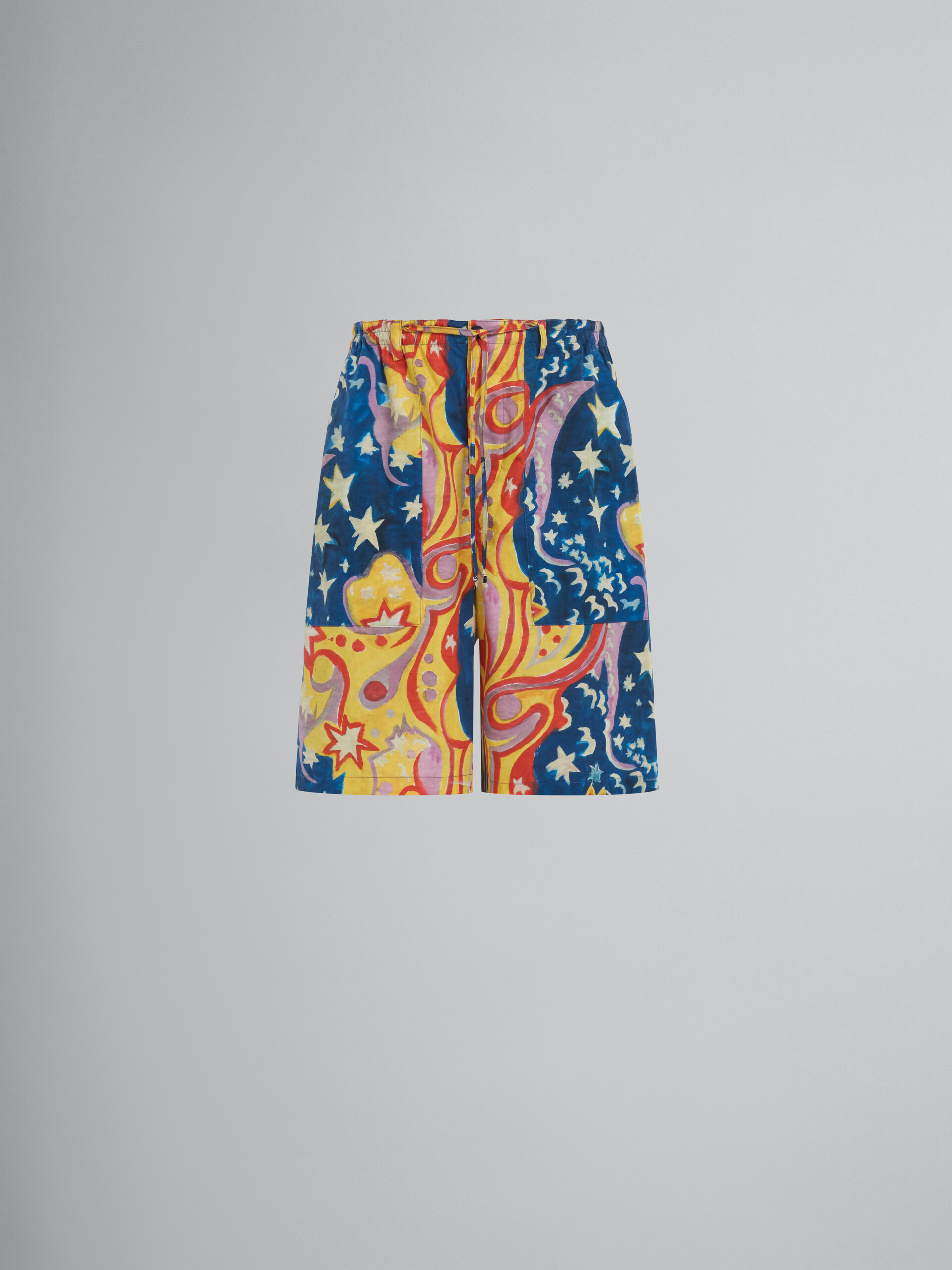 Marni x No Vacancy Inn - Poplin shorts with Galactic Paradise print. - Pants - Image 1