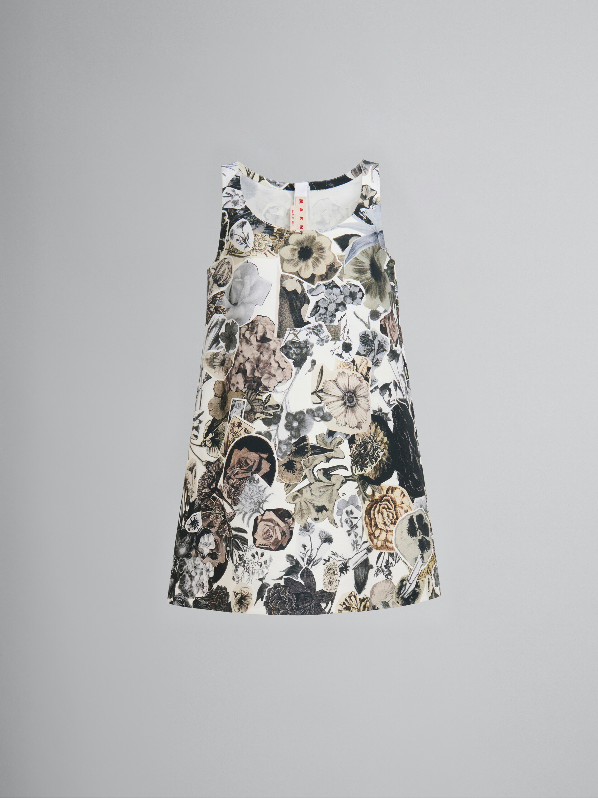 Black and white cady A-line dress with Nocturnal print - Dresses - Image 1