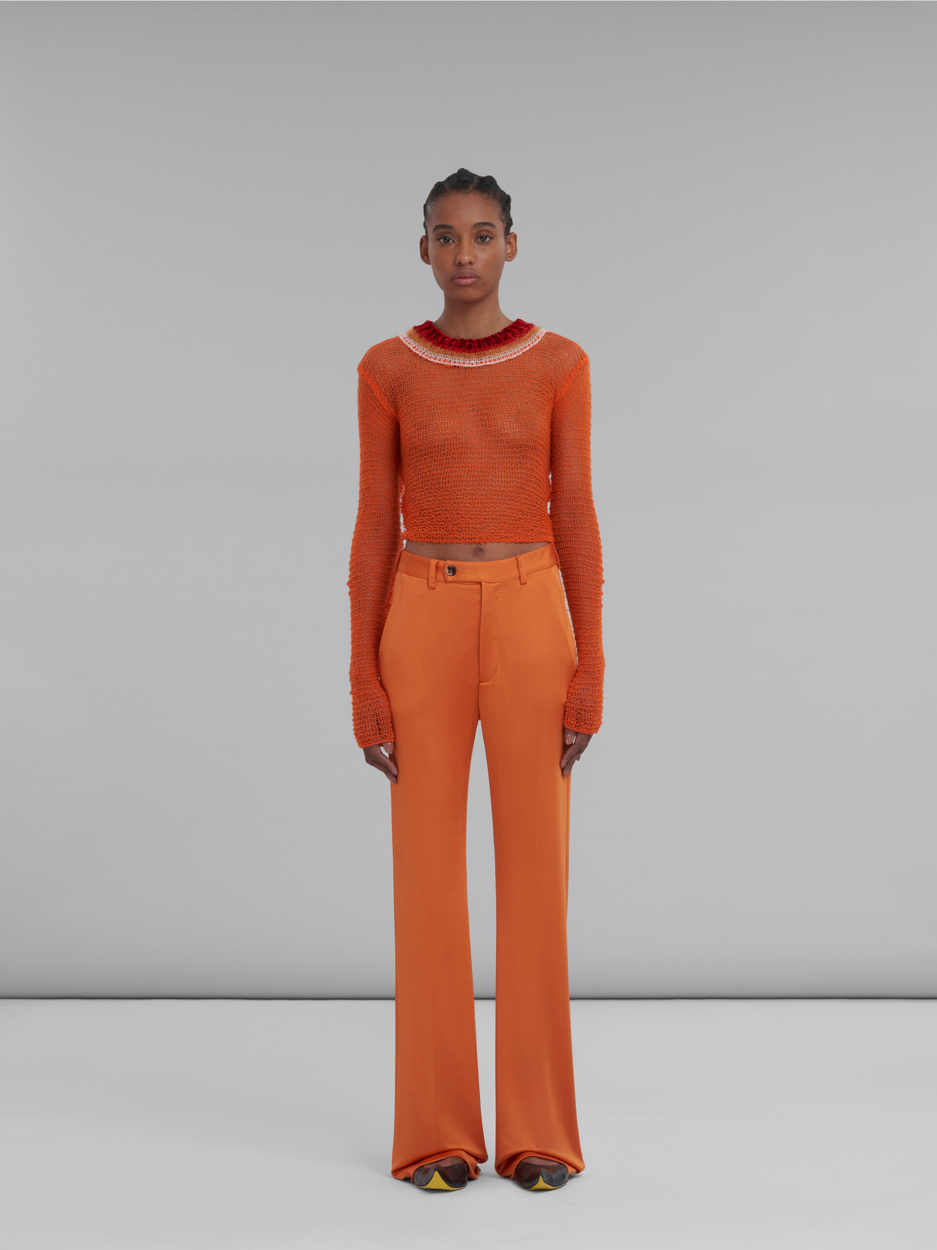 Orange stretch jersey trousers - Pants - Image 2