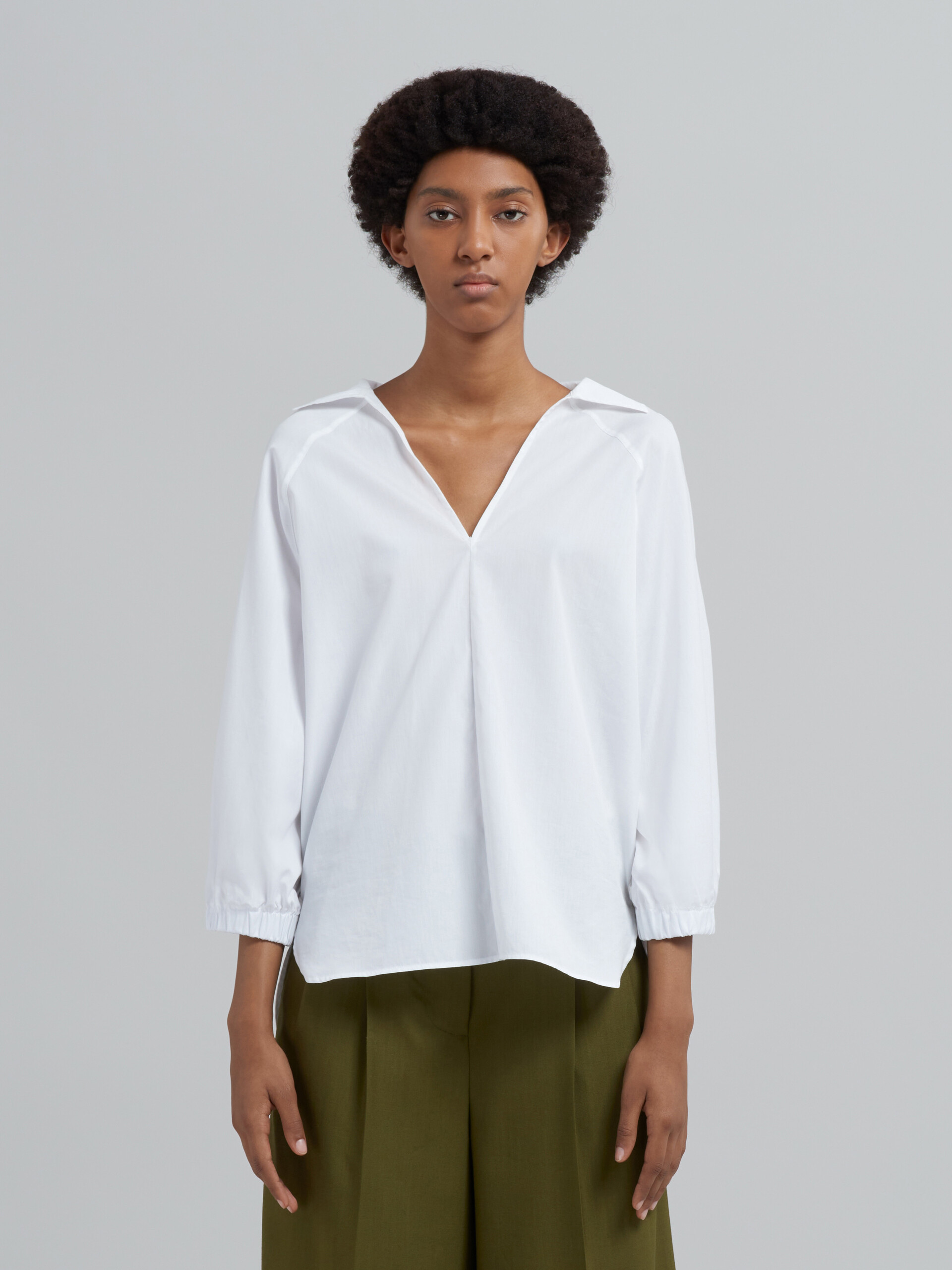 White cotton poplin blouse - Shirts - Image 2