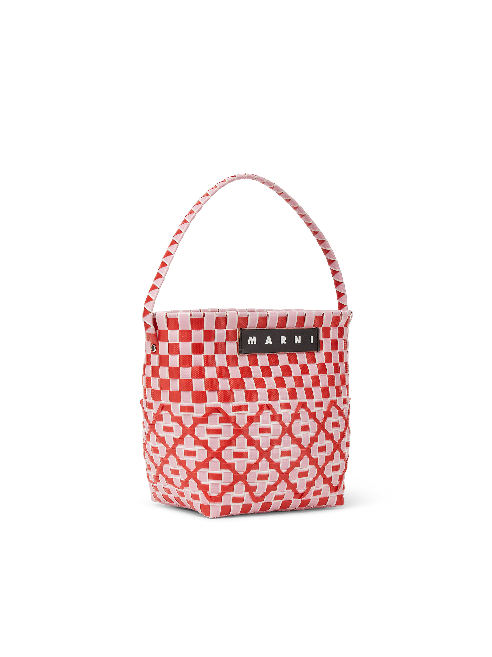 MARNI MARKET OVAL BASKET bag in orange and black woven material - Shopping Bags - Image 2
