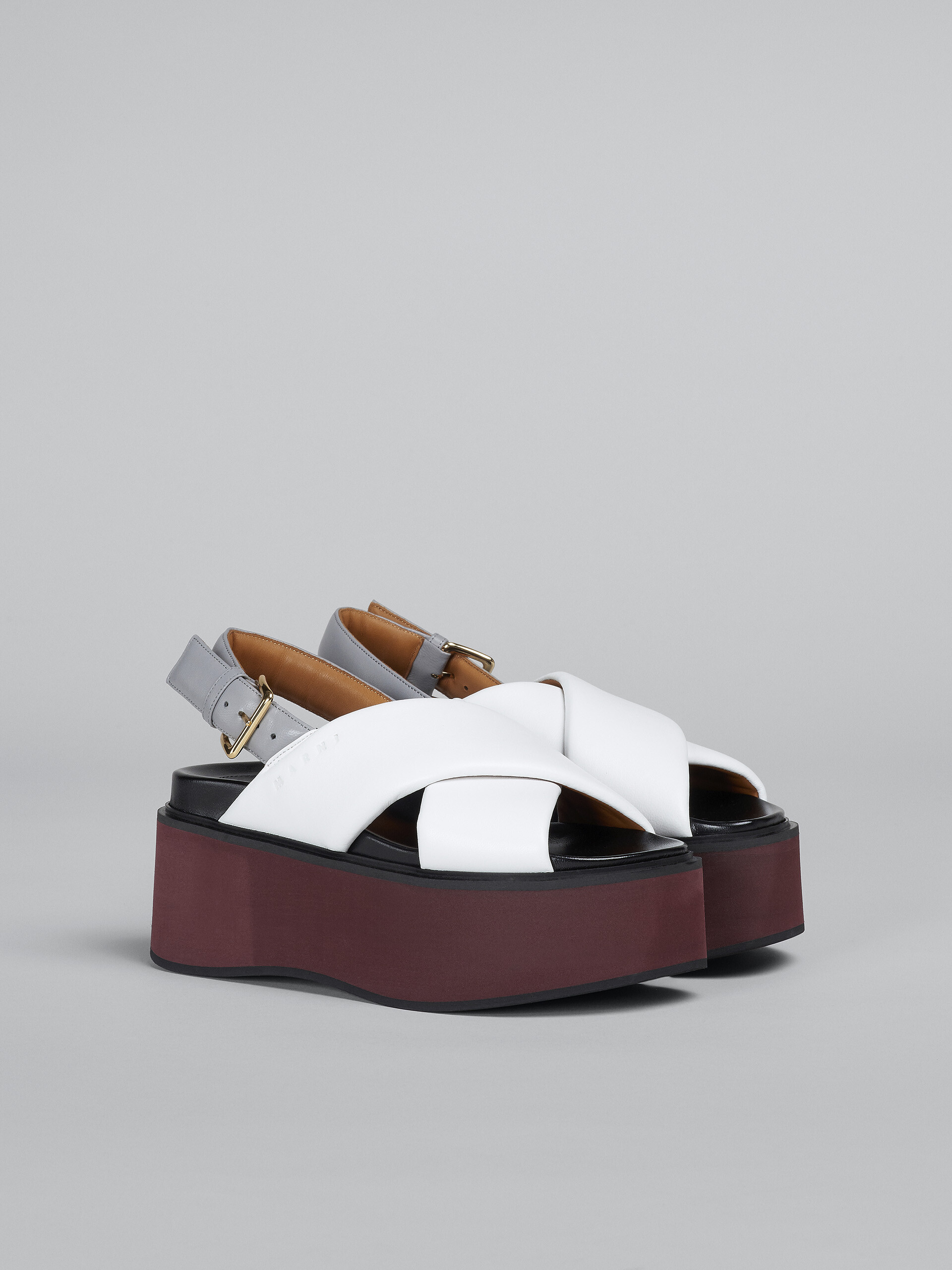 White and grey leather wedge - Sandals - Image 2